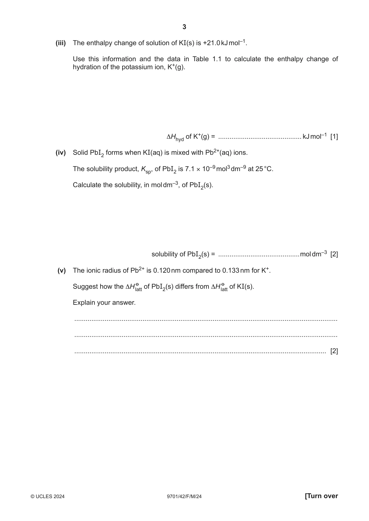 Cambridge A Level Chemistry 9701 2024 Feb/March Paper 4 · Variant 2 question paper, page 3 of 28