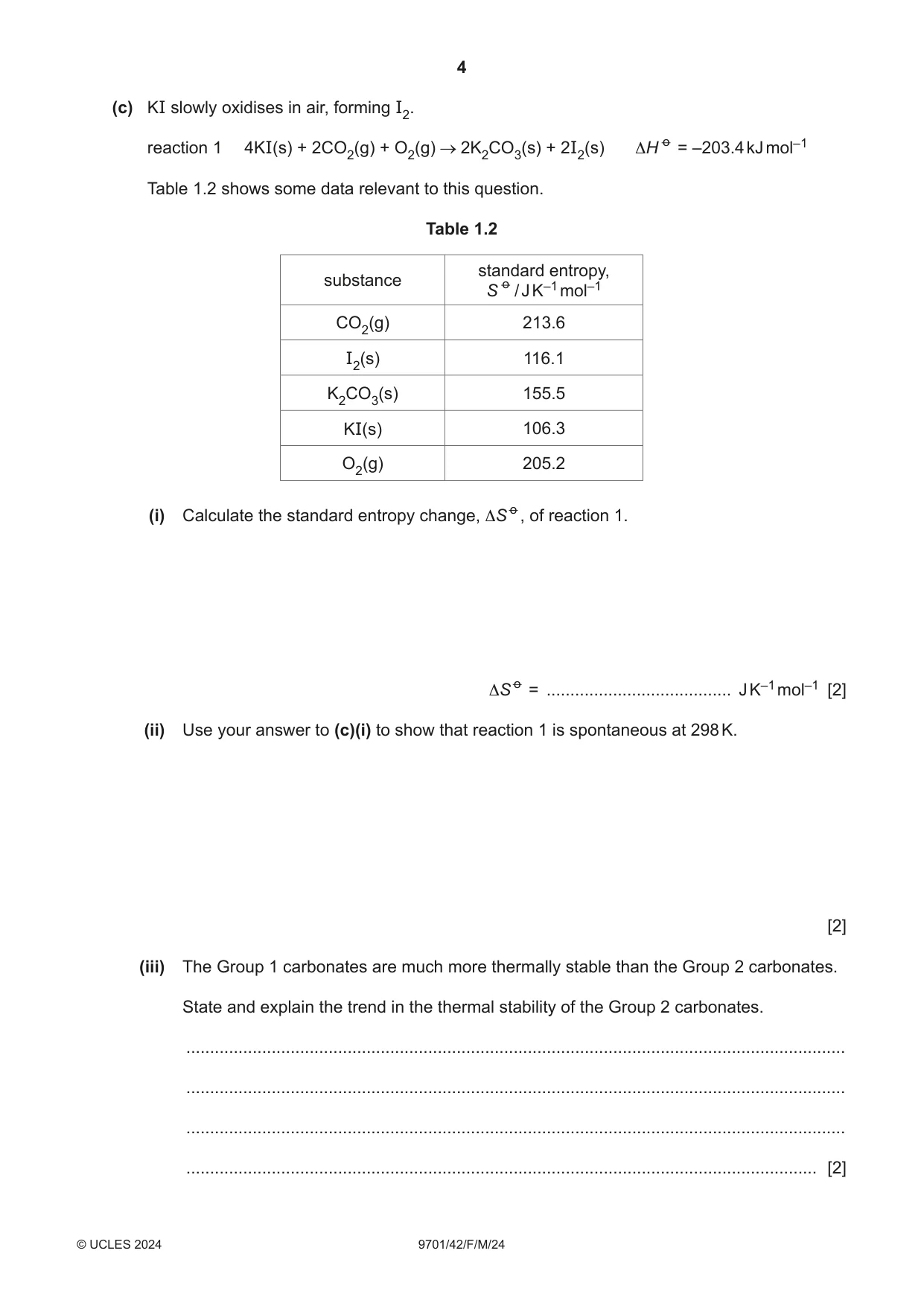Cambridge A Level Chemistry 9701 2024 Feb/March Paper 4 · Variant 2 question paper, page 4 of 28