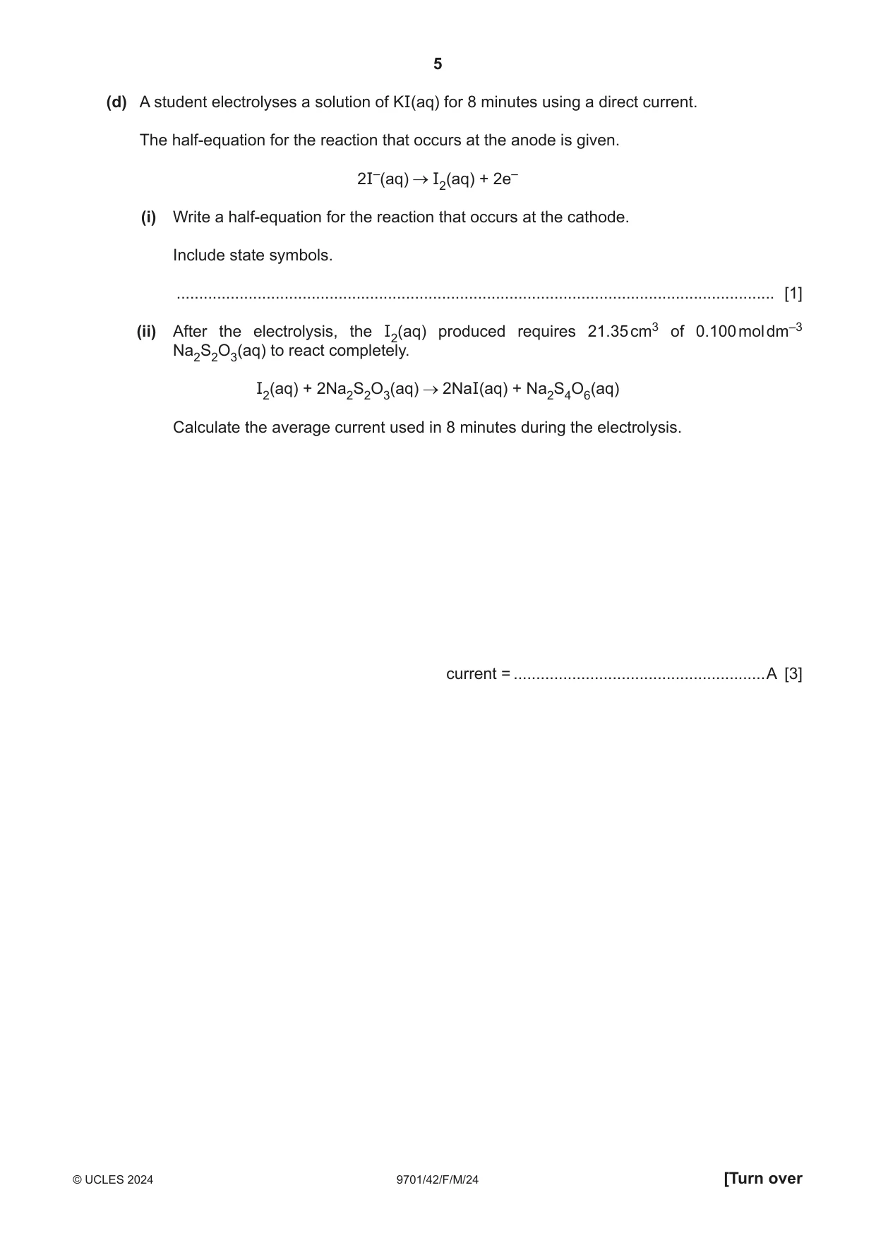 Cambridge A Level Chemistry 9701 2024 Feb/March Paper 4 · Variant 2 question paper, page 5 of 28