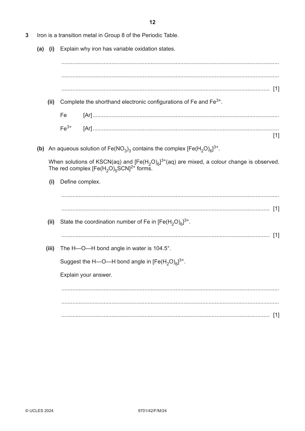 Cambridge A Level Chemistry 9701 2024 Feb/March Paper 4 · Variant 2 question paper, page 12 of 28