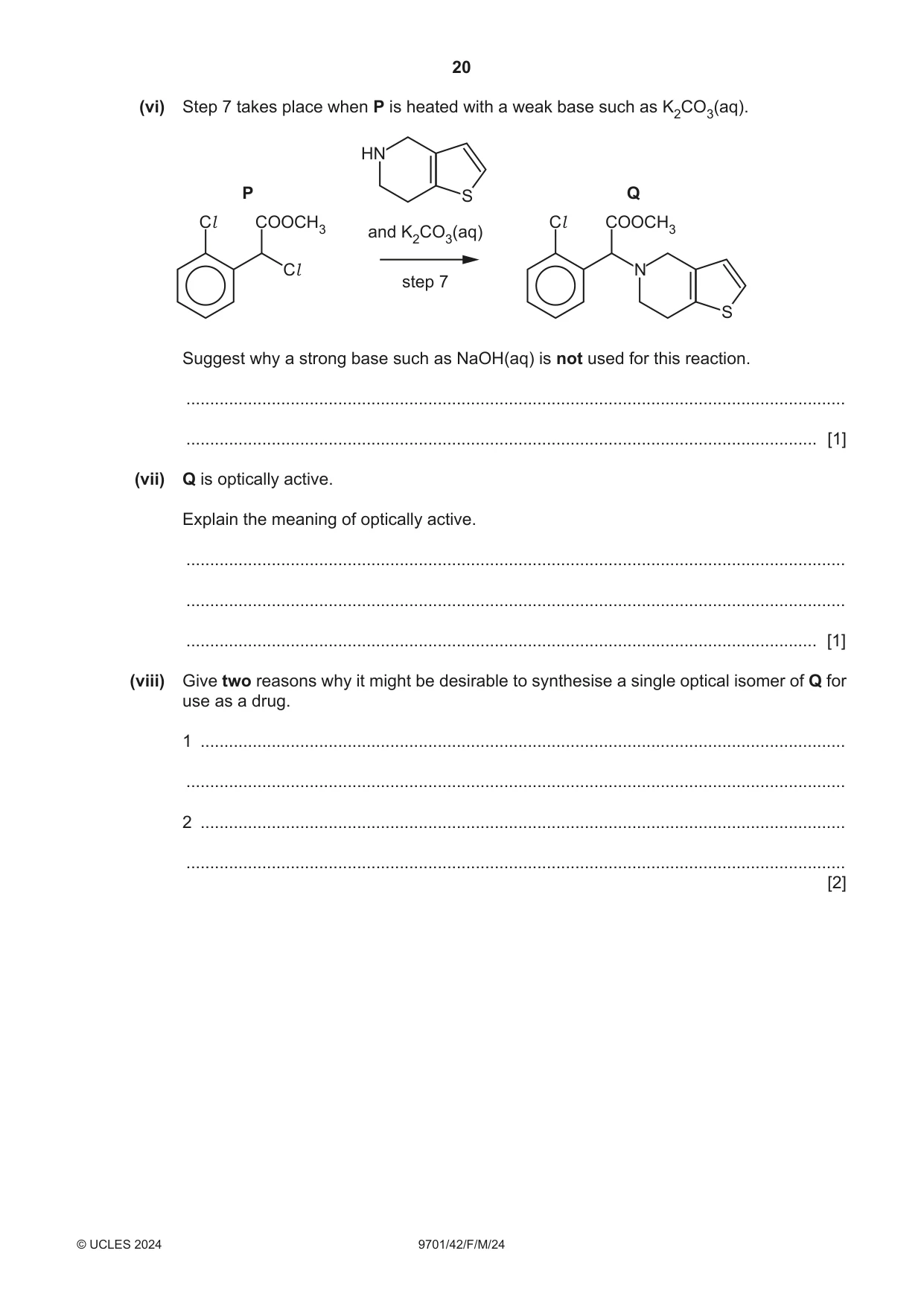 Cambridge A Level Chemistry 9701 2024 Feb/March Paper 4 · Variant 2 question paper, page 20 of 28