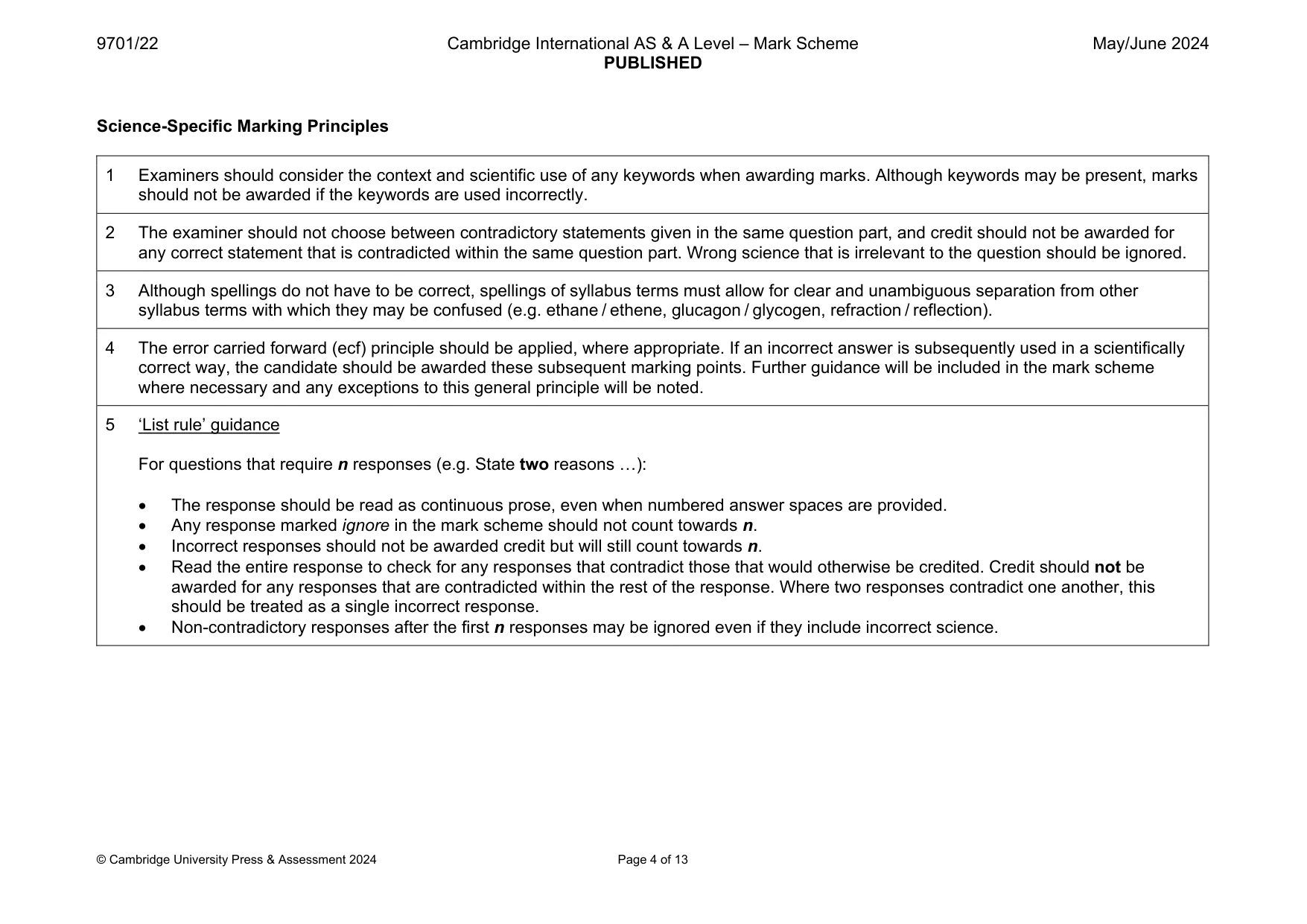 Mark scheme, page 4 of 13