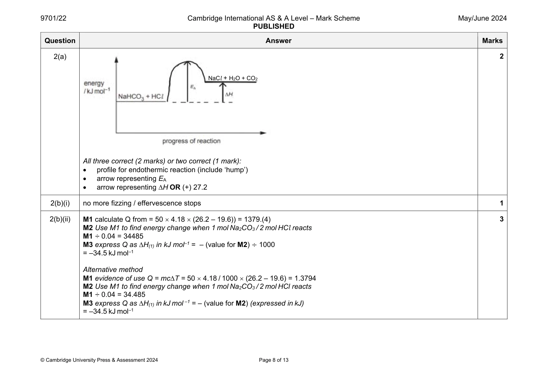 Mark scheme, page 8 of 13
