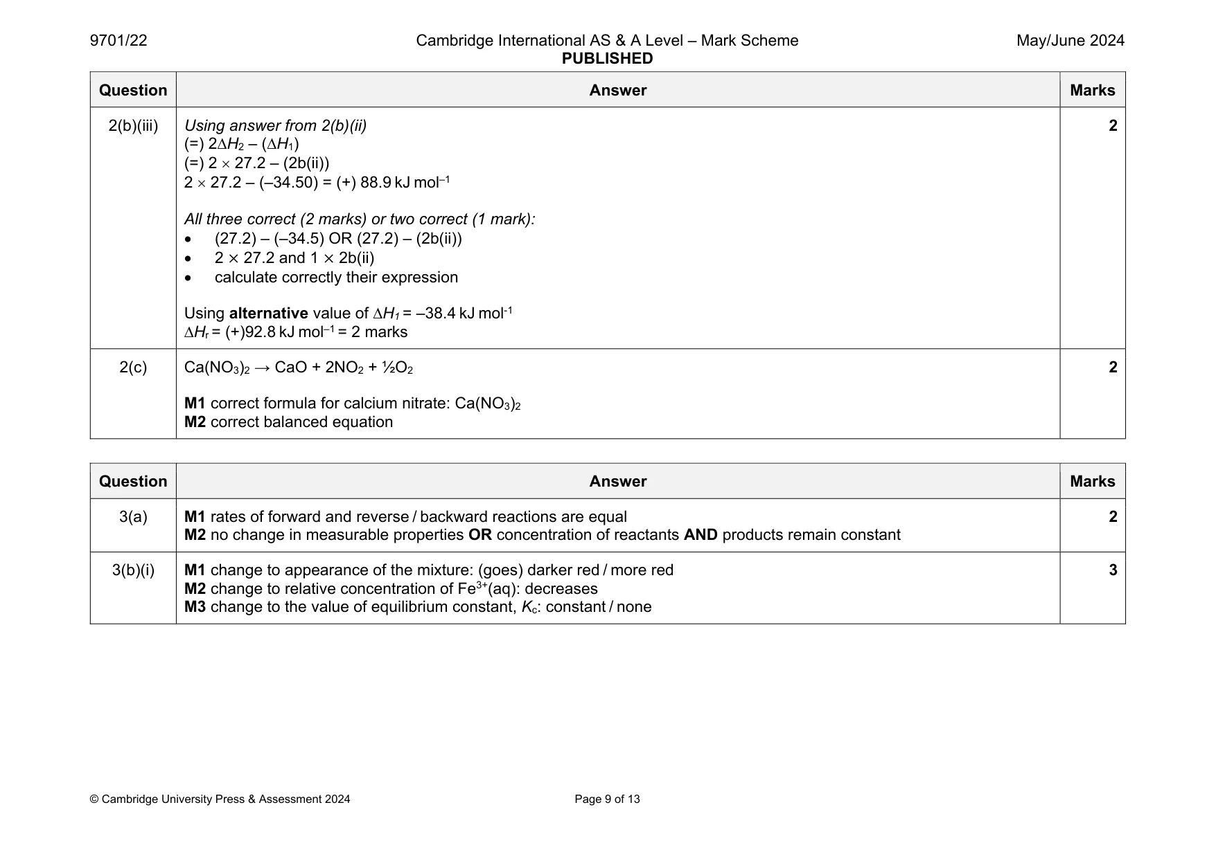 Mark scheme, page 9 of 13