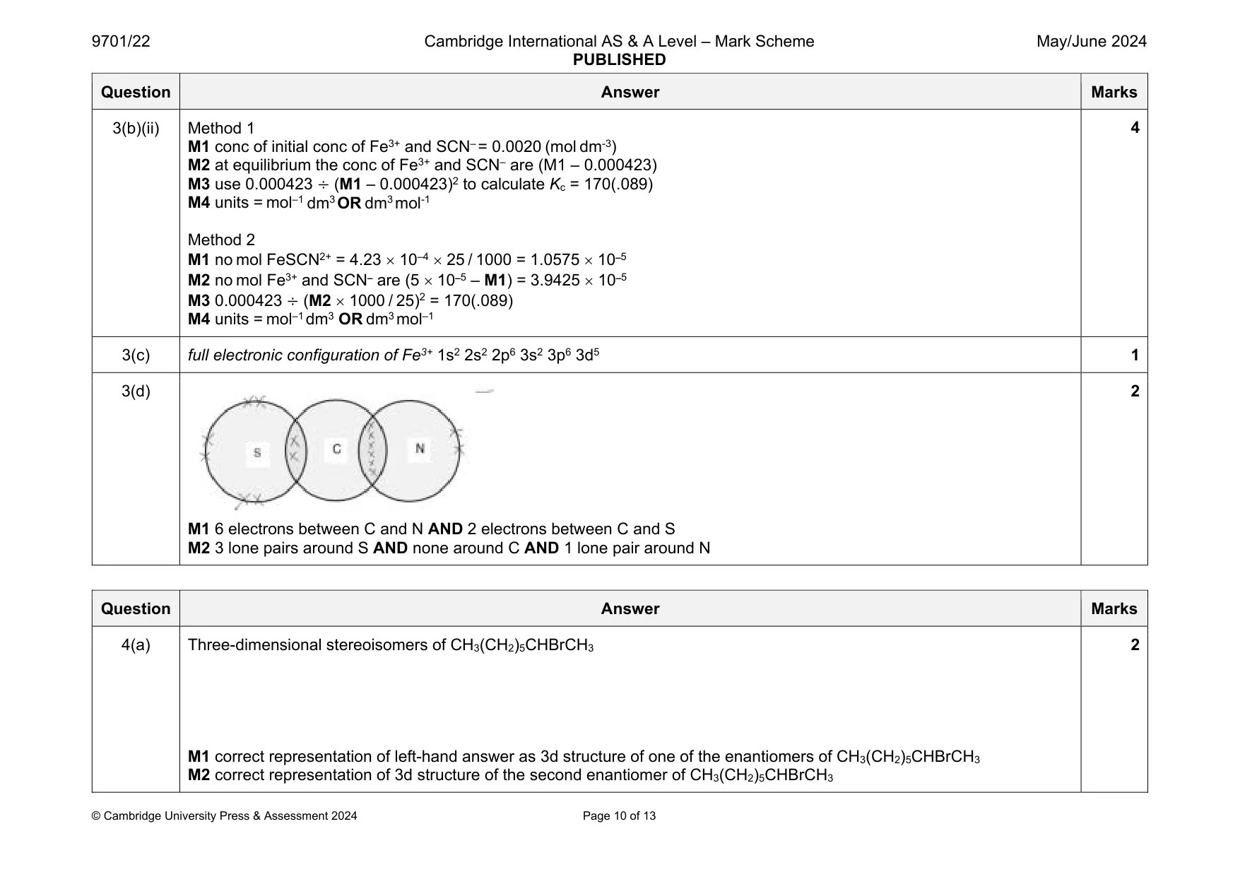 Mark scheme, page 10 of 13