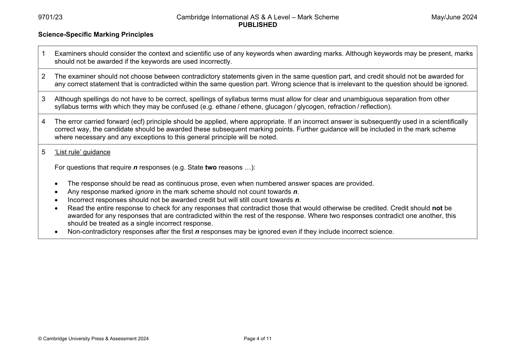 Mark scheme, page 4 of 11