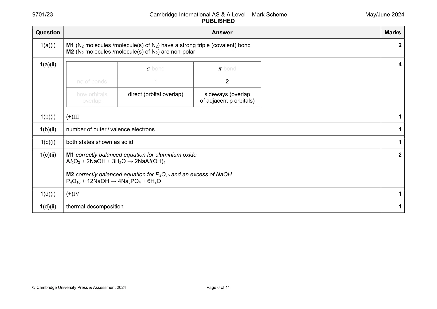 Mark scheme, page 6 of 11
