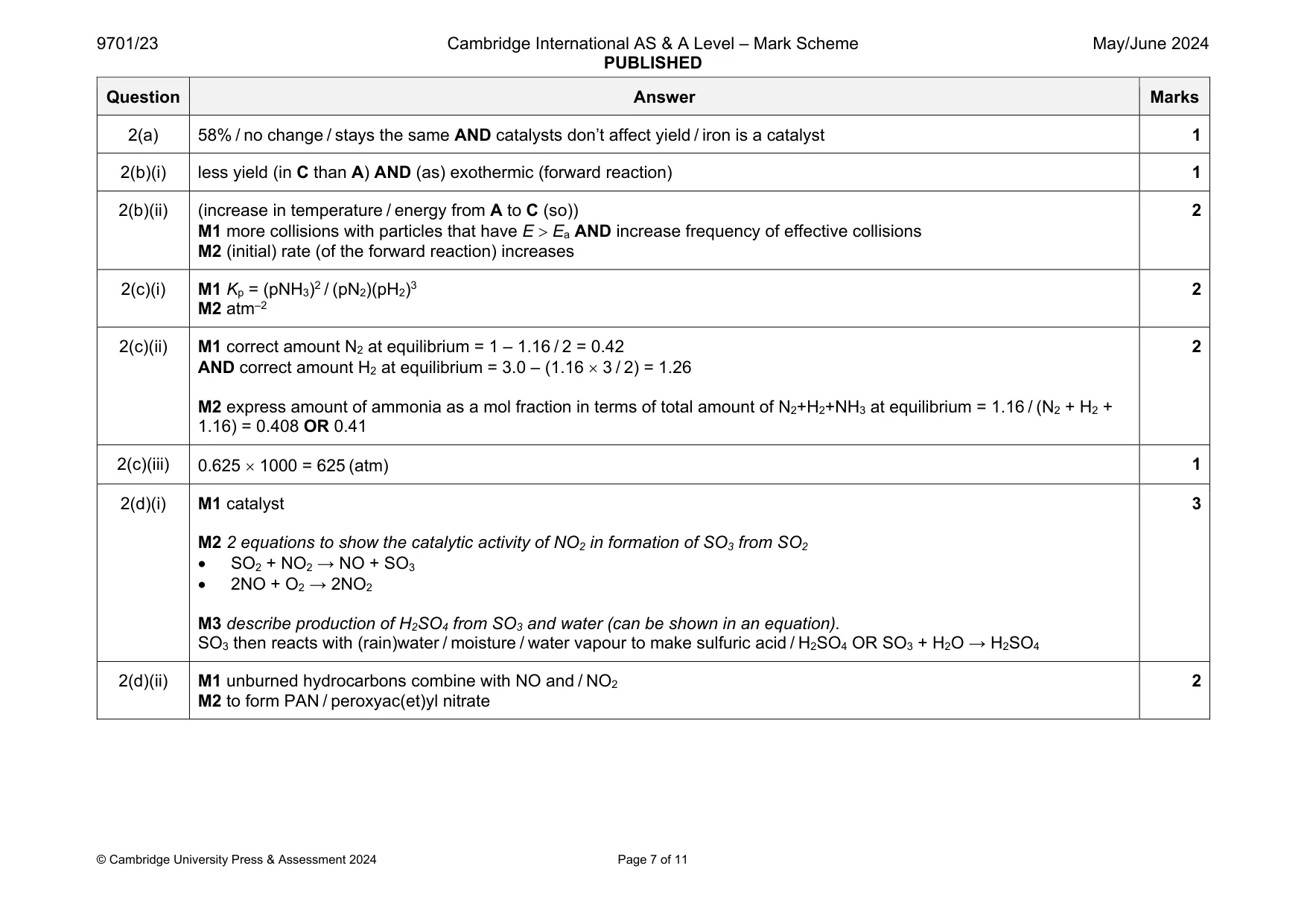 Mark scheme, page 7 of 11