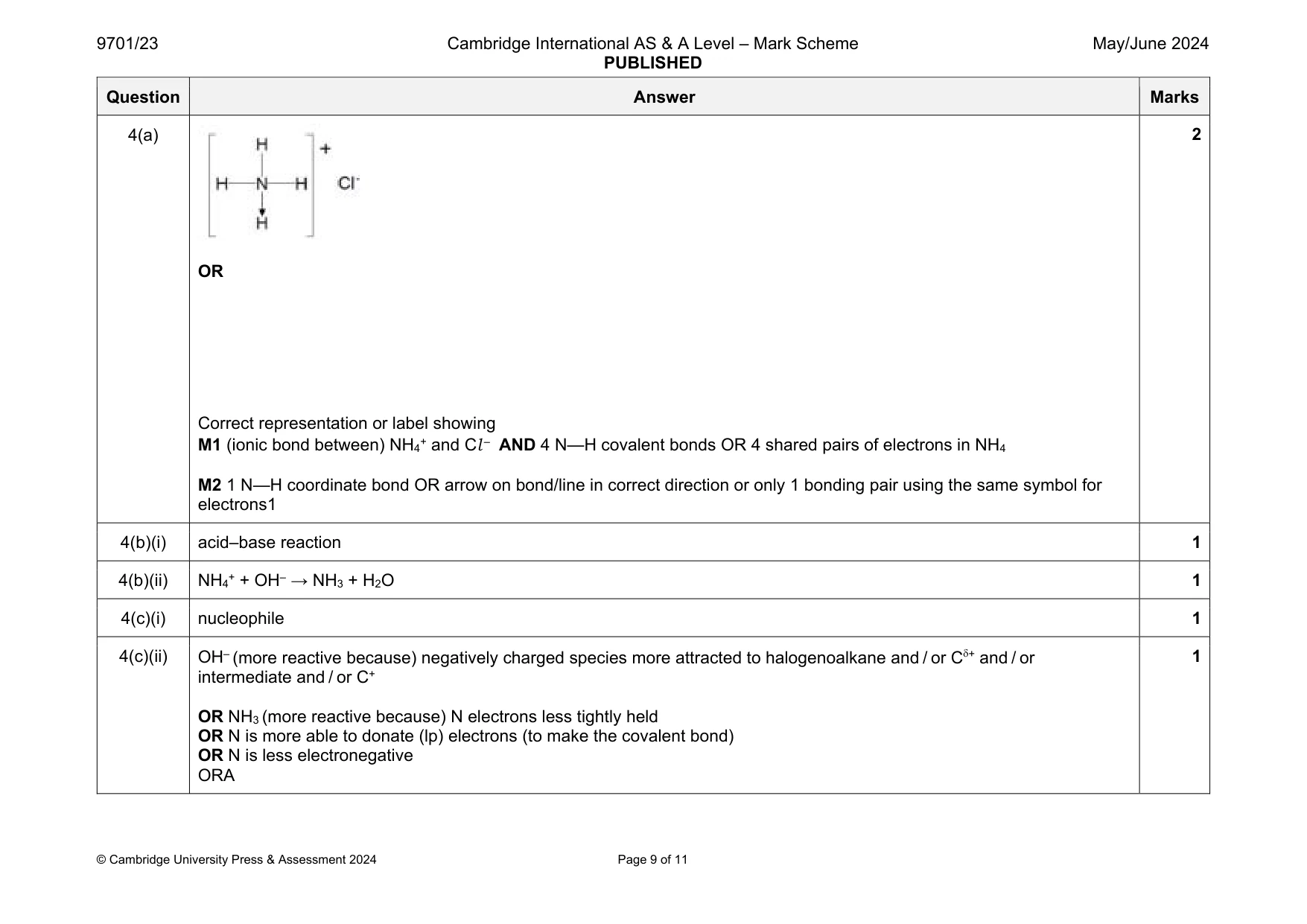 Mark scheme, page 9 of 11