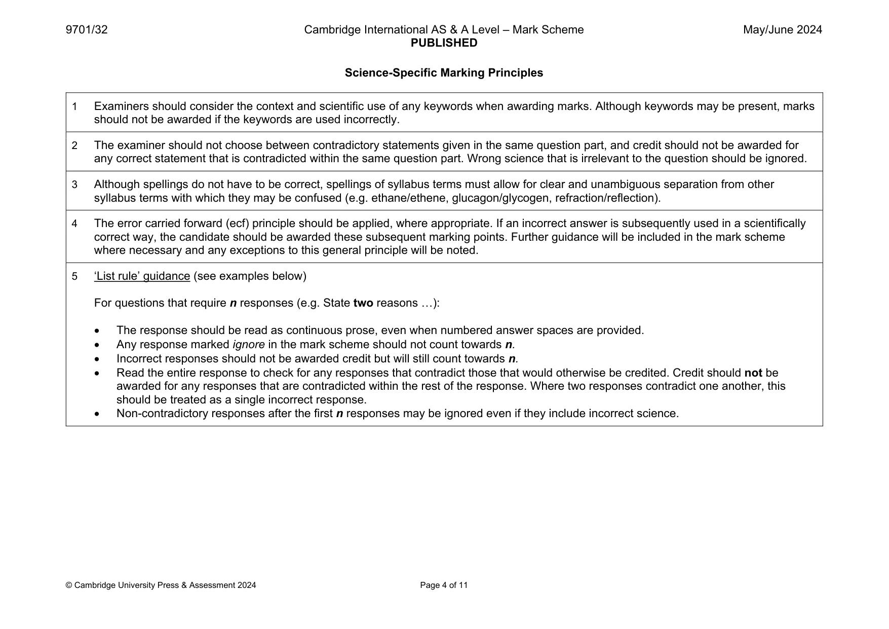 Mark scheme, page 4 of 11