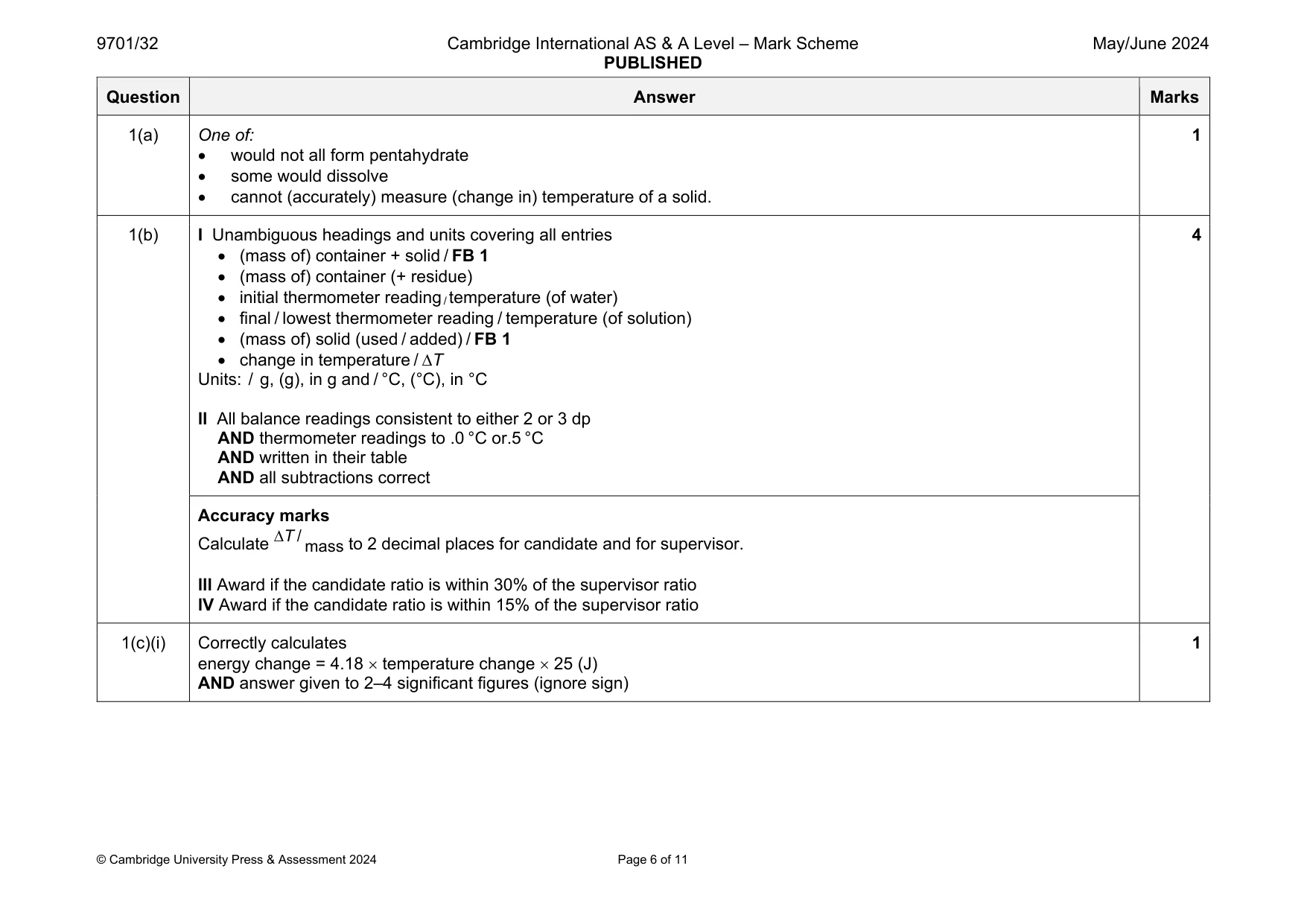 Mark scheme, page 6 of 11
