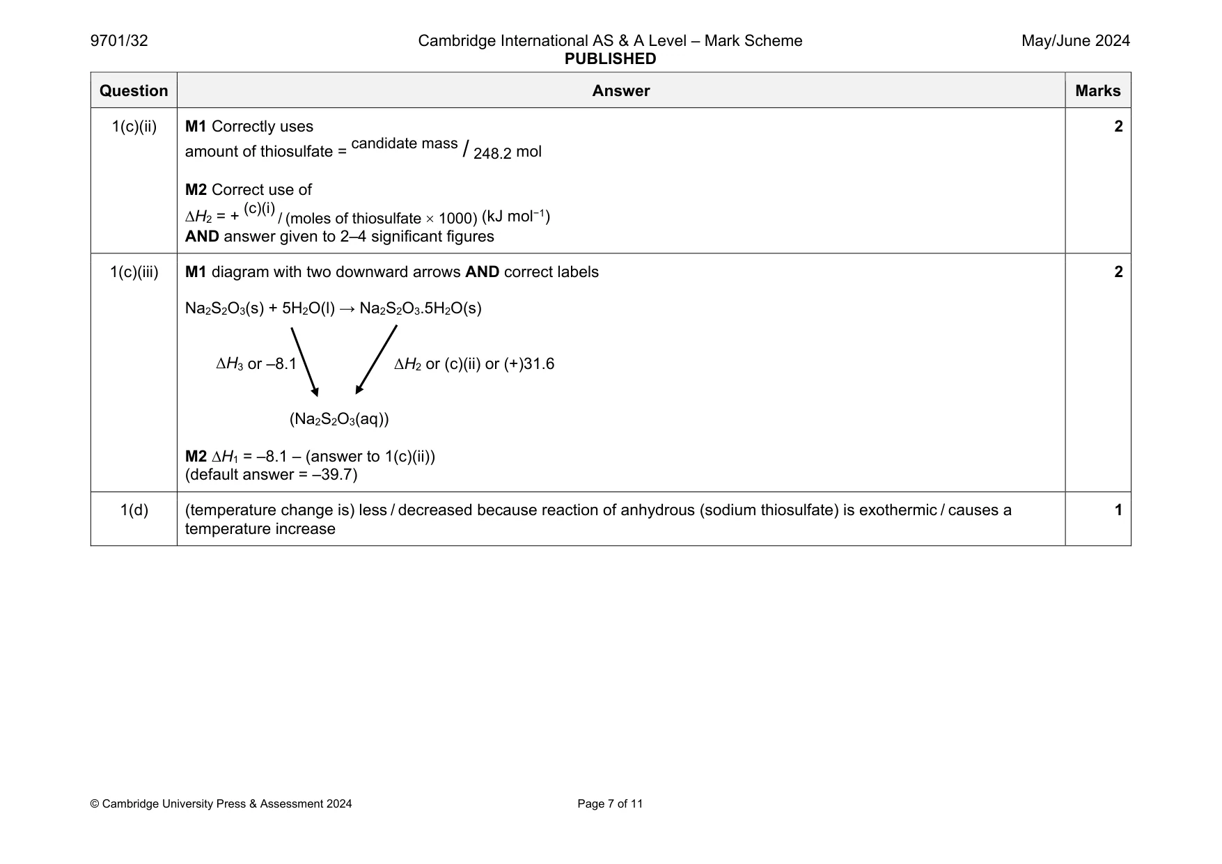 Mark scheme, page 7 of 11