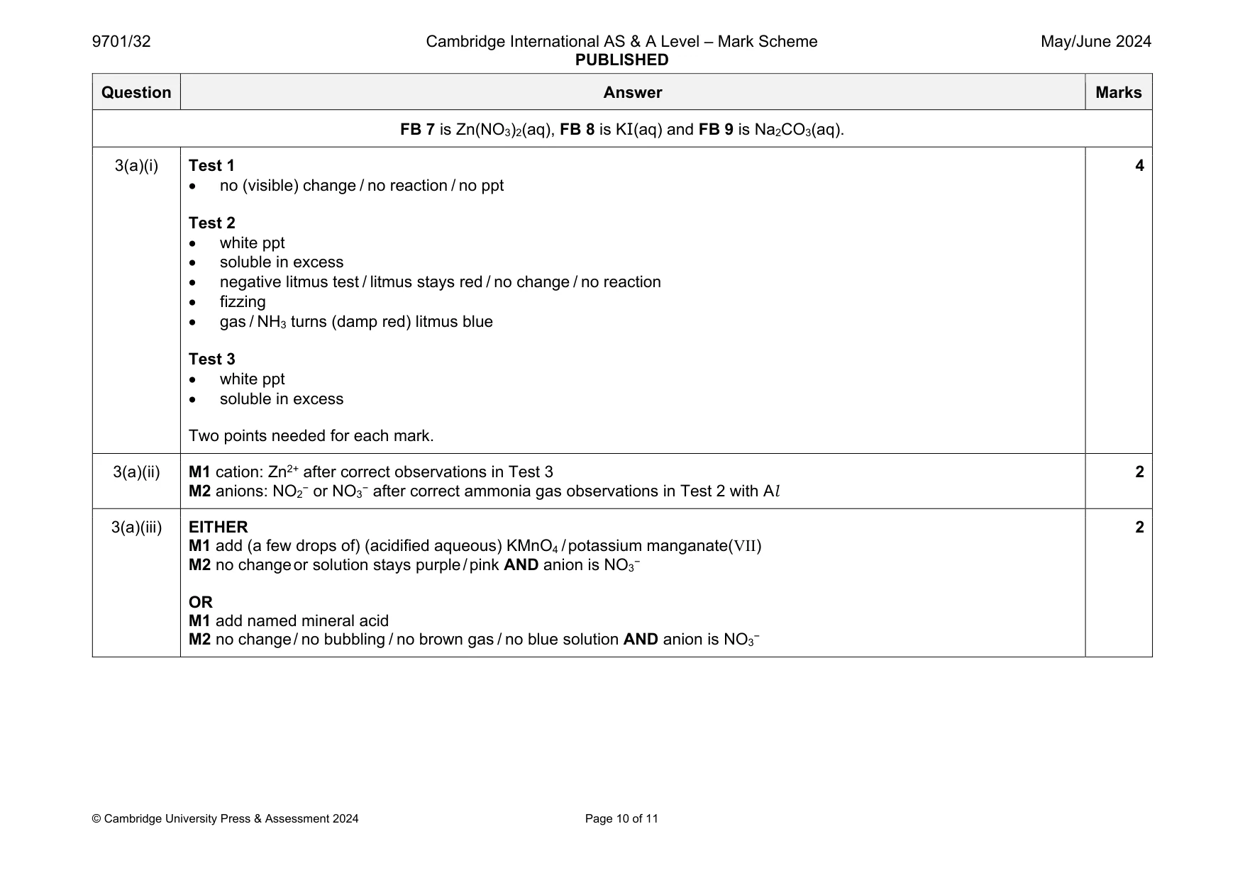 Mark scheme, page 10 of 11
