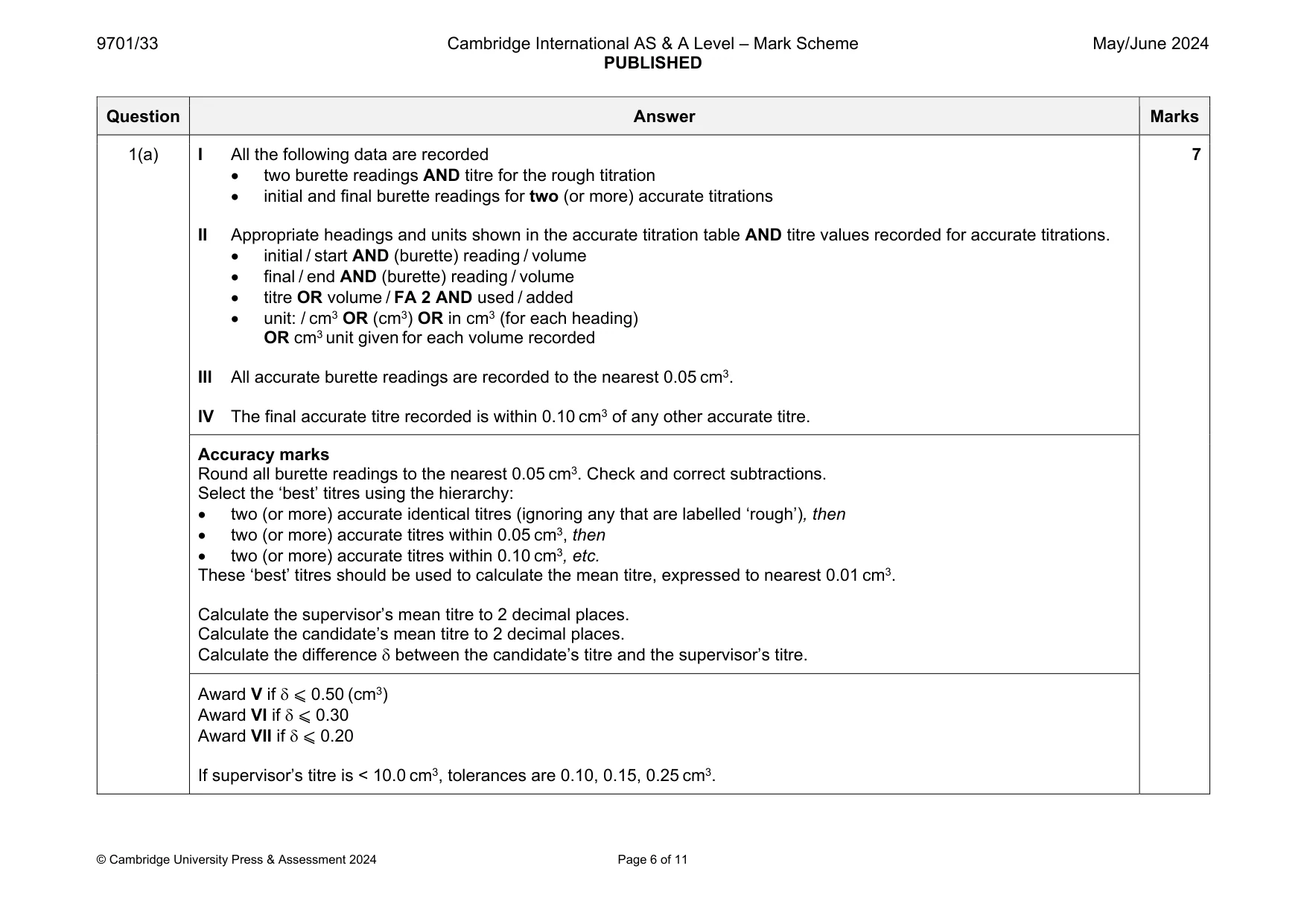 Mark scheme, page 6 of 11