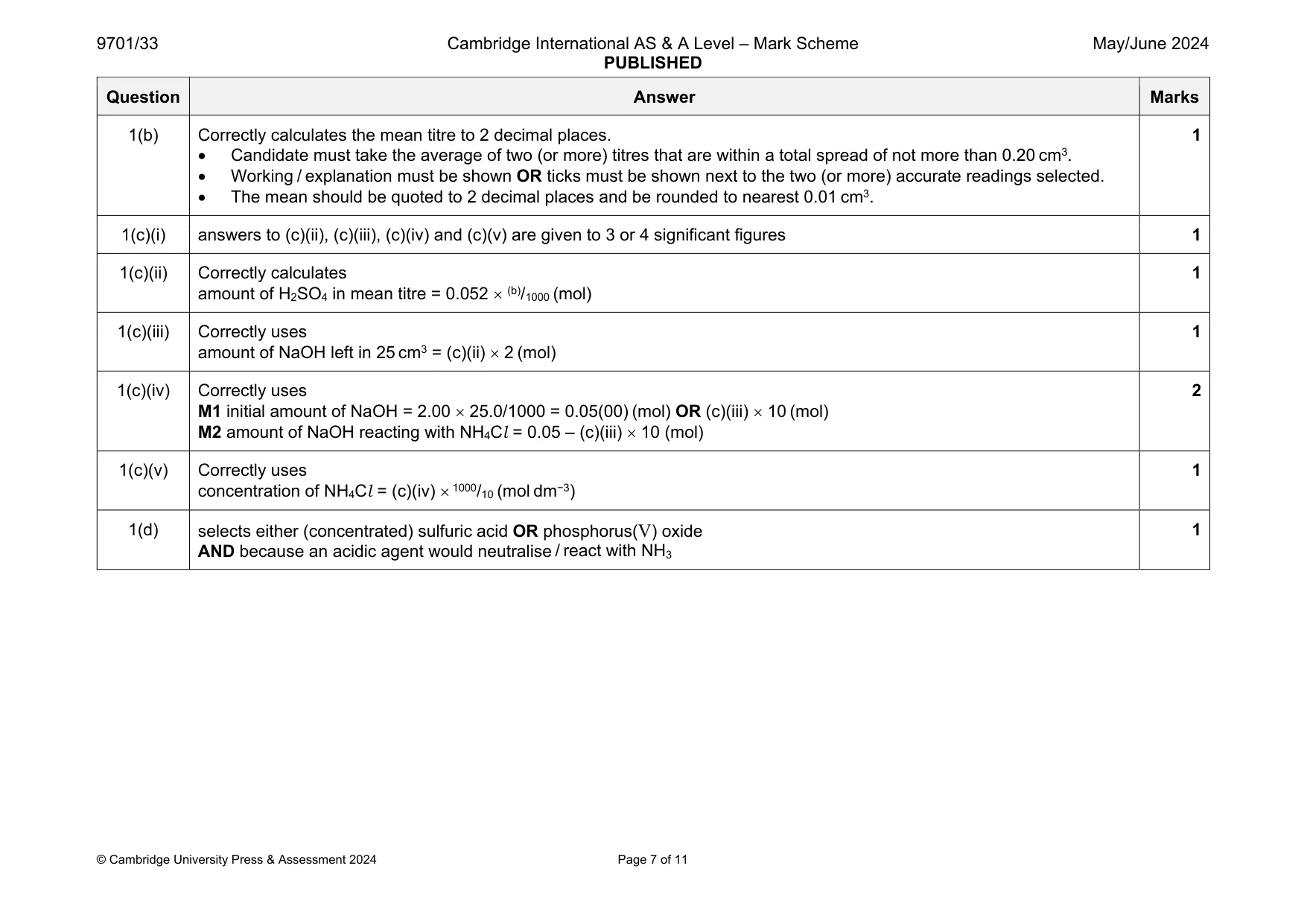 Mark scheme, page 7 of 11