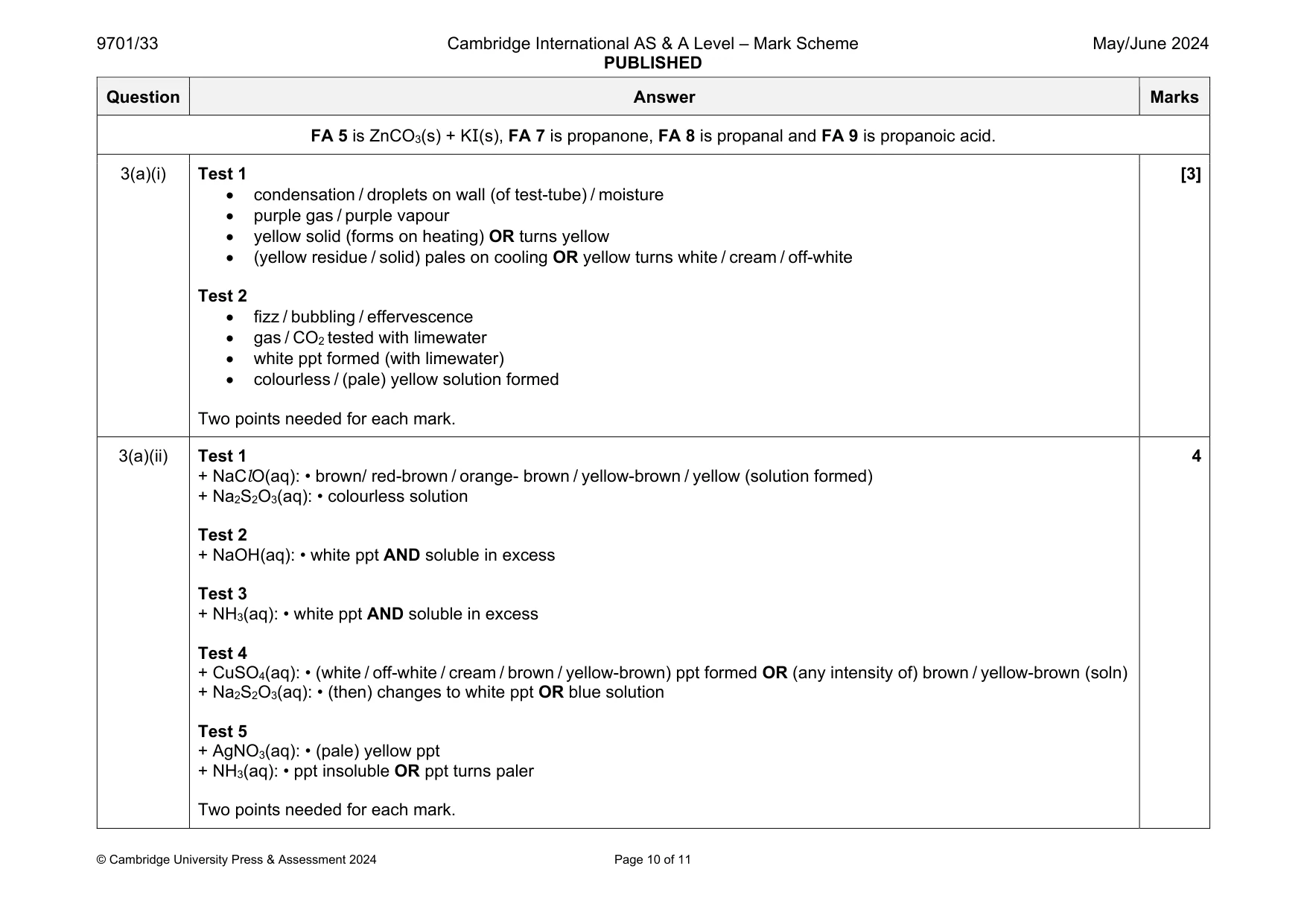 Mark scheme, page 10 of 11
