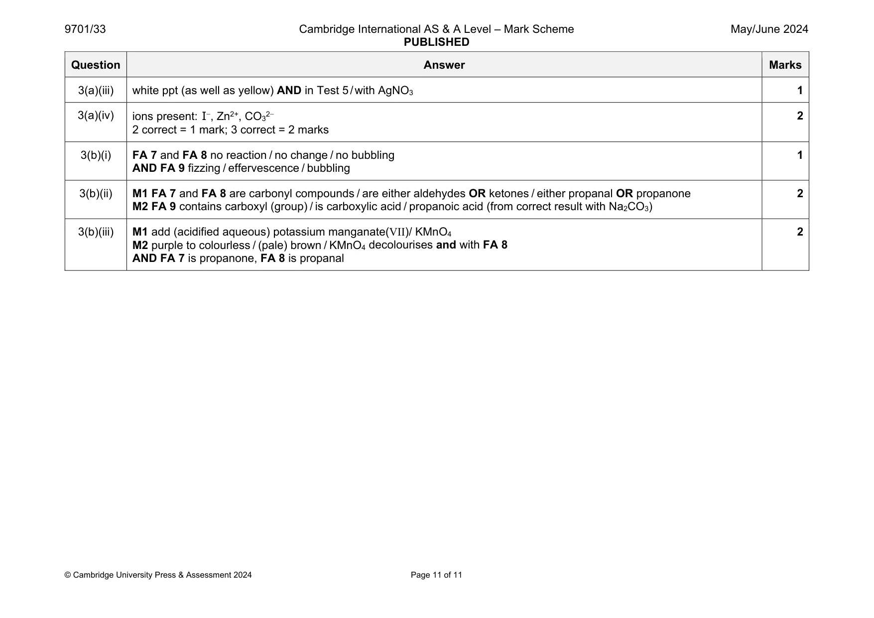 Mark scheme, page 11 of 11