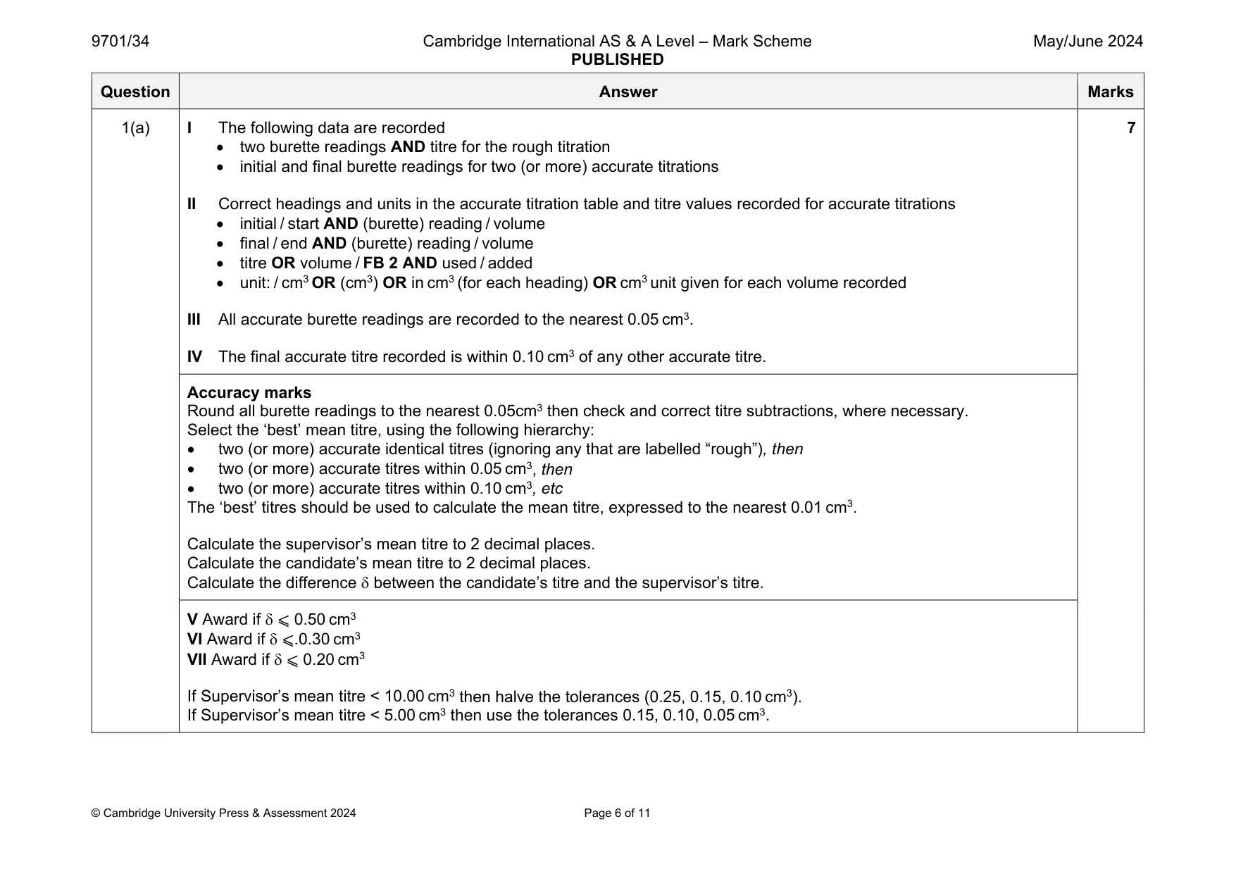 Mark scheme, page 6 of 11