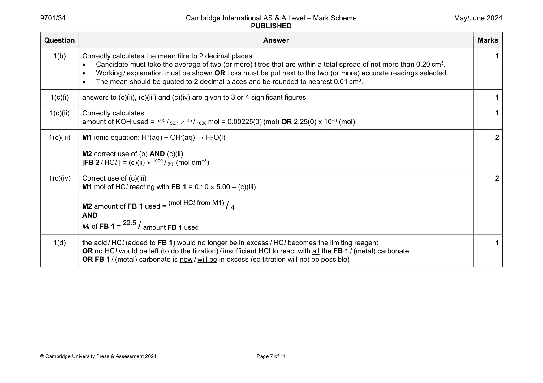 Mark scheme, page 7 of 11