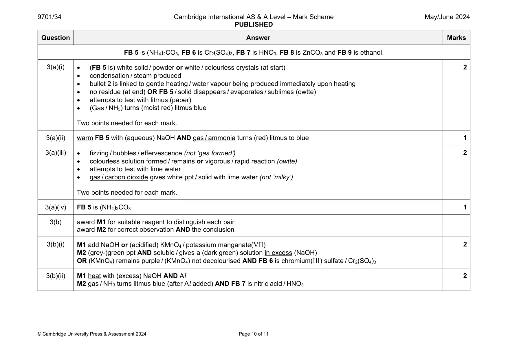 Mark scheme, page 10 of 11