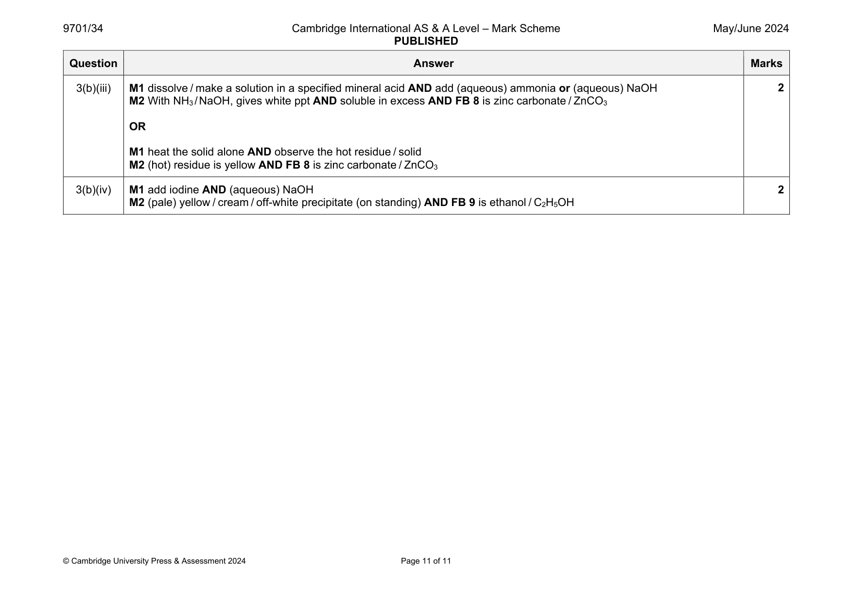 Mark scheme, page 11 of 11