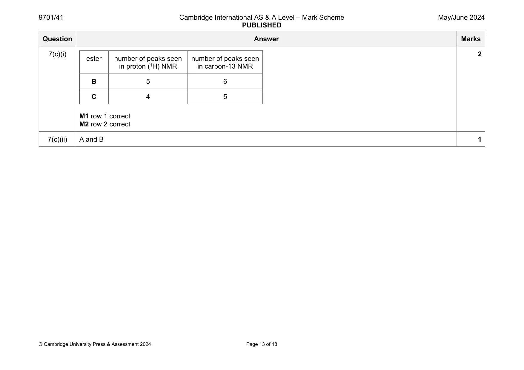 Mark scheme, page 13 of 18