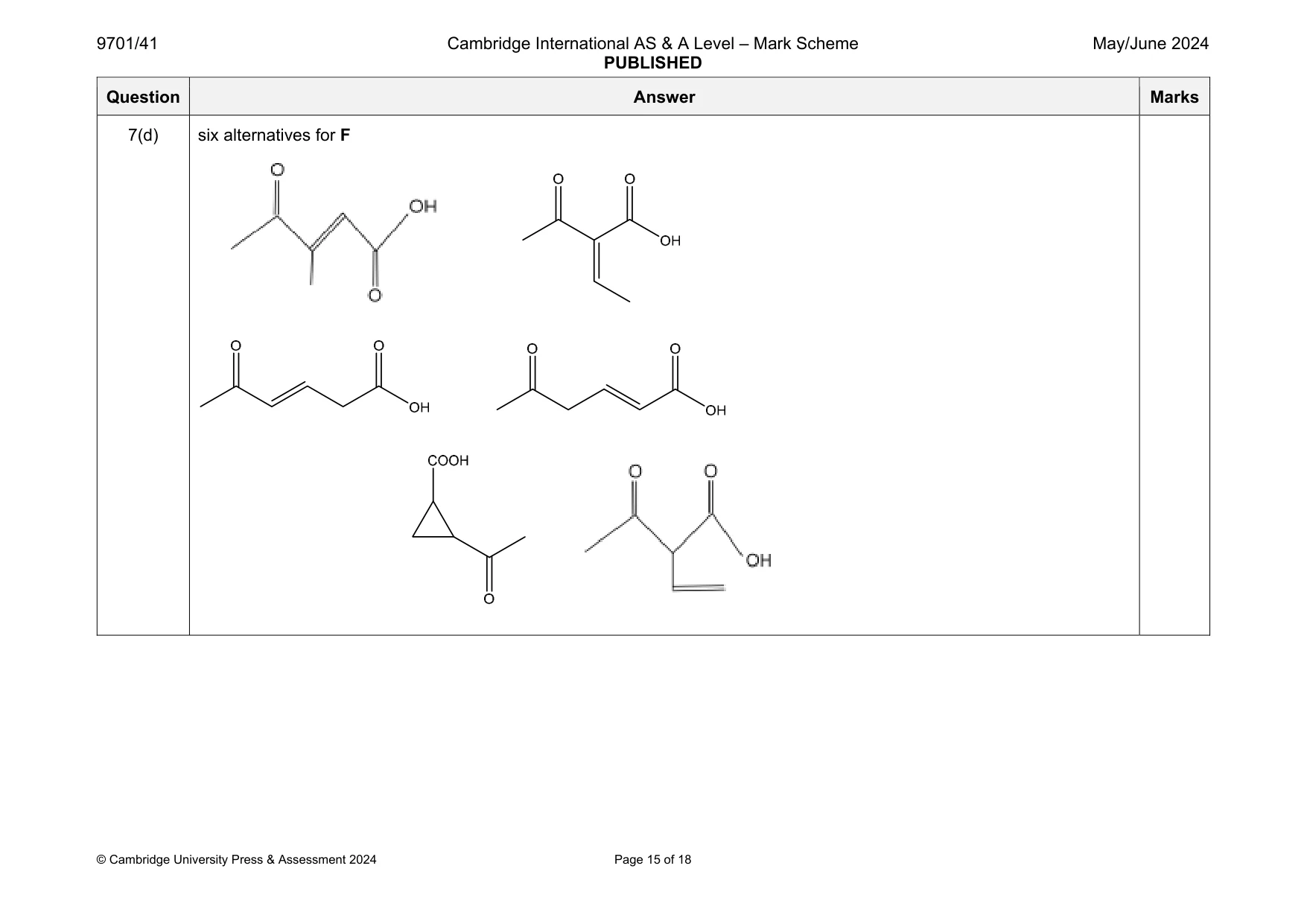Mark scheme, page 15 of 18