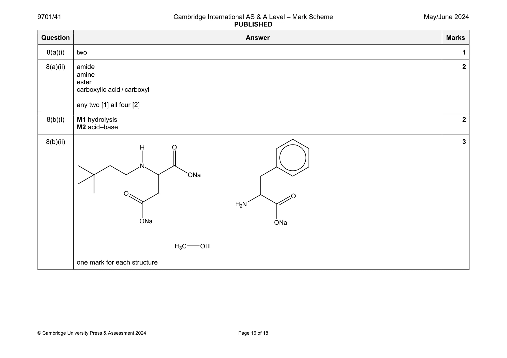 Mark scheme, page 16 of 18