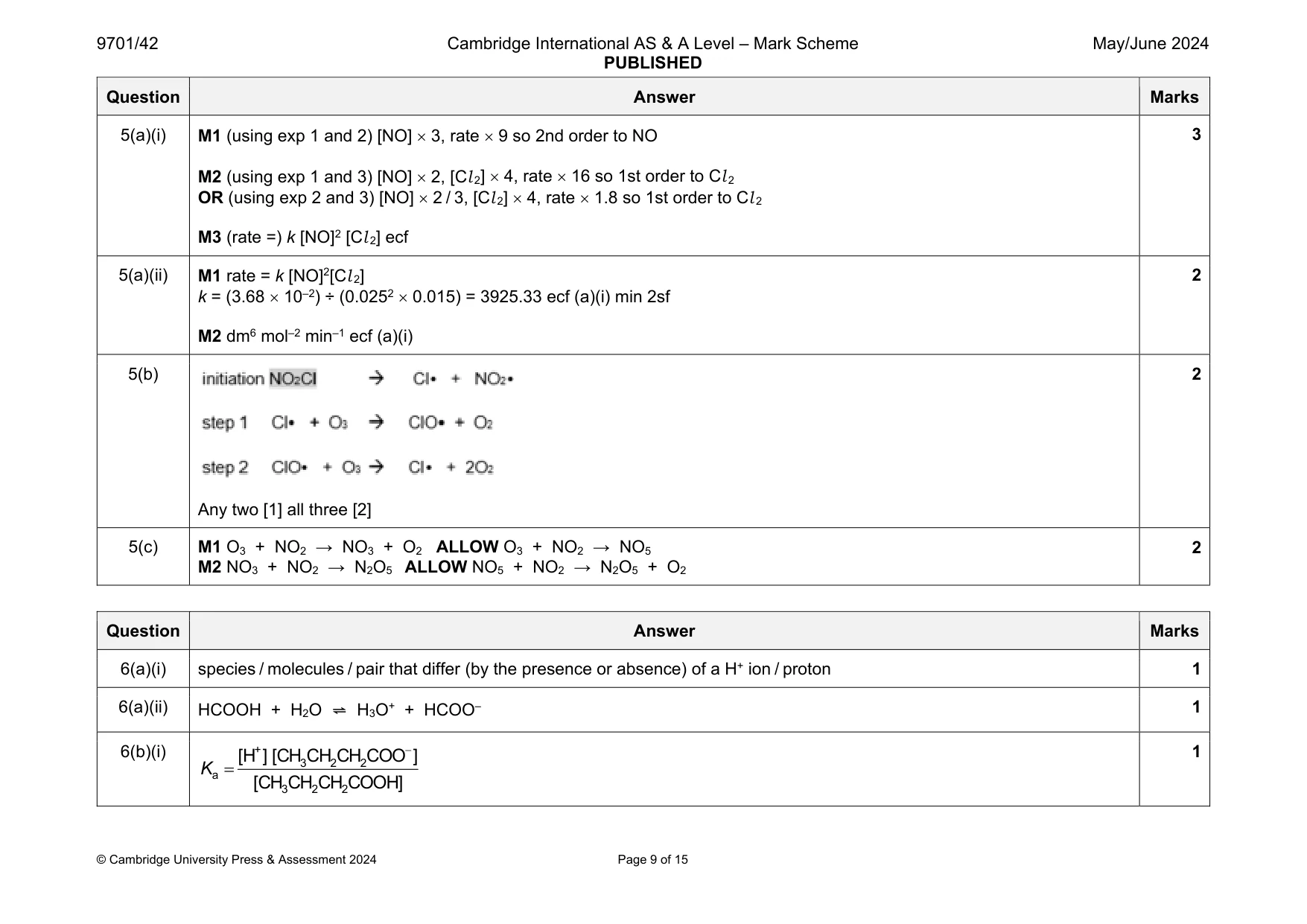 Mark scheme, page 9 of 15