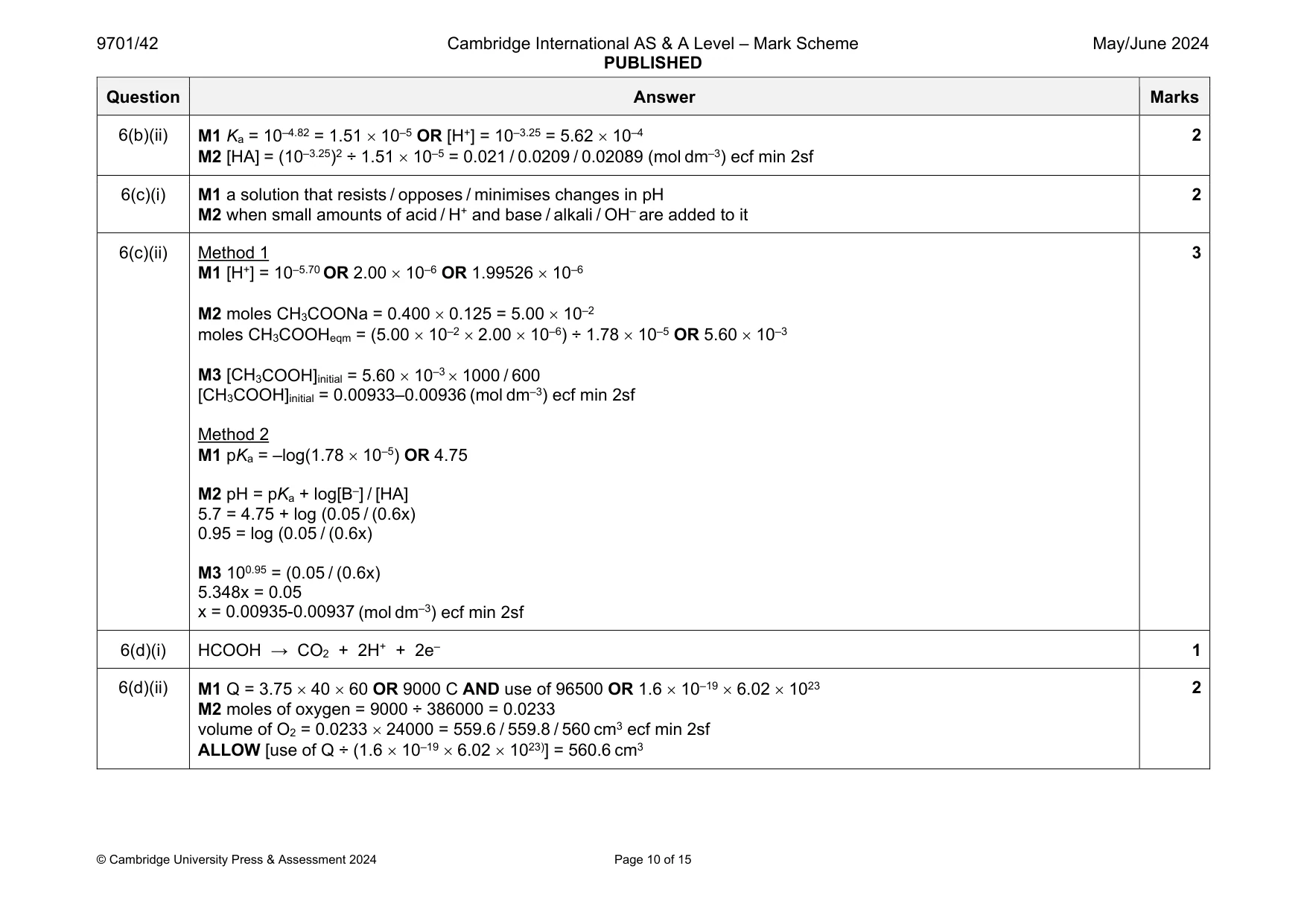 Mark scheme, page 10 of 15