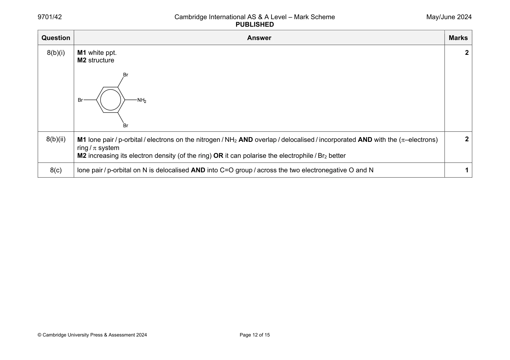 Mark scheme, page 12 of 15