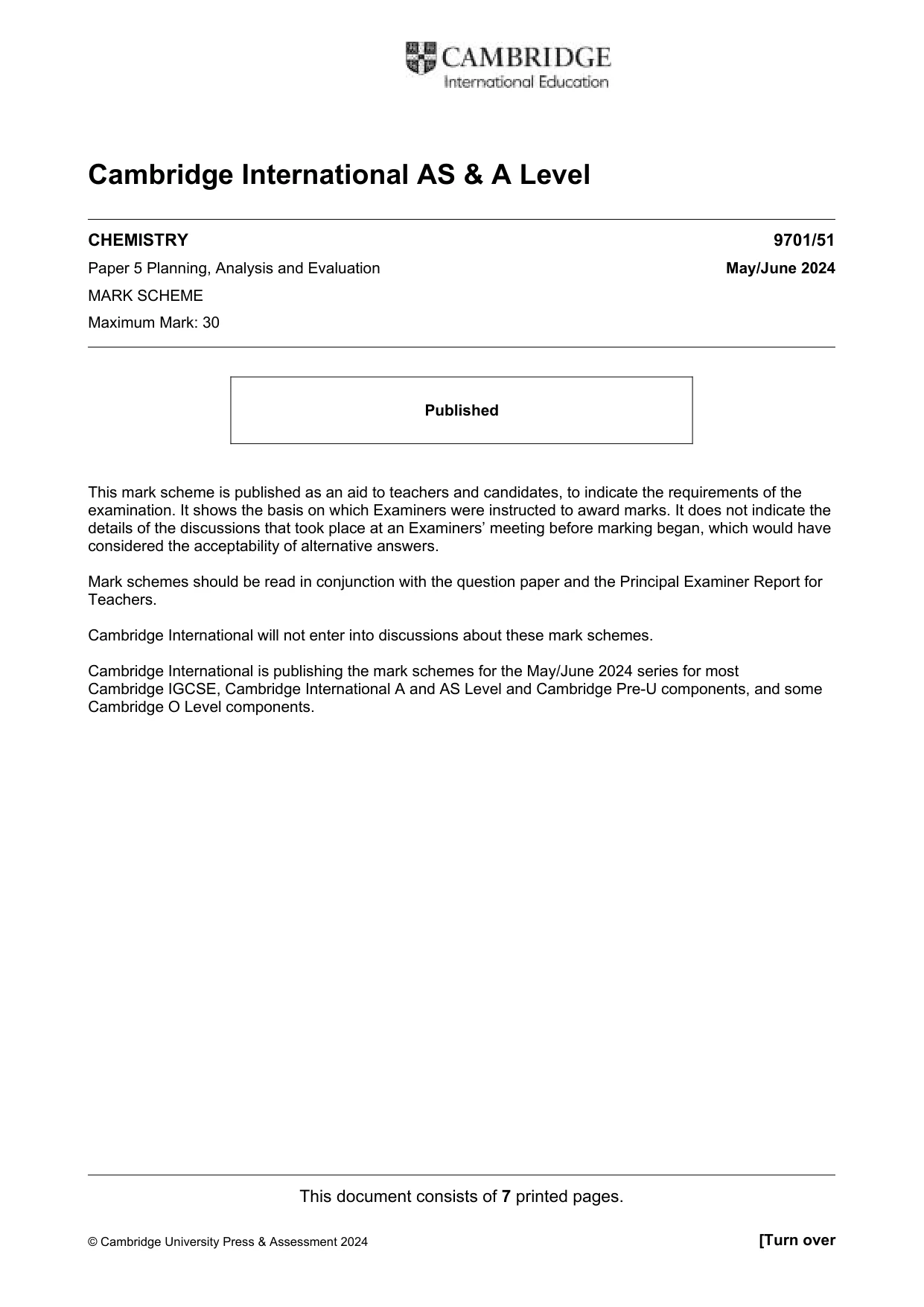 Mark scheme, page 1 of 7