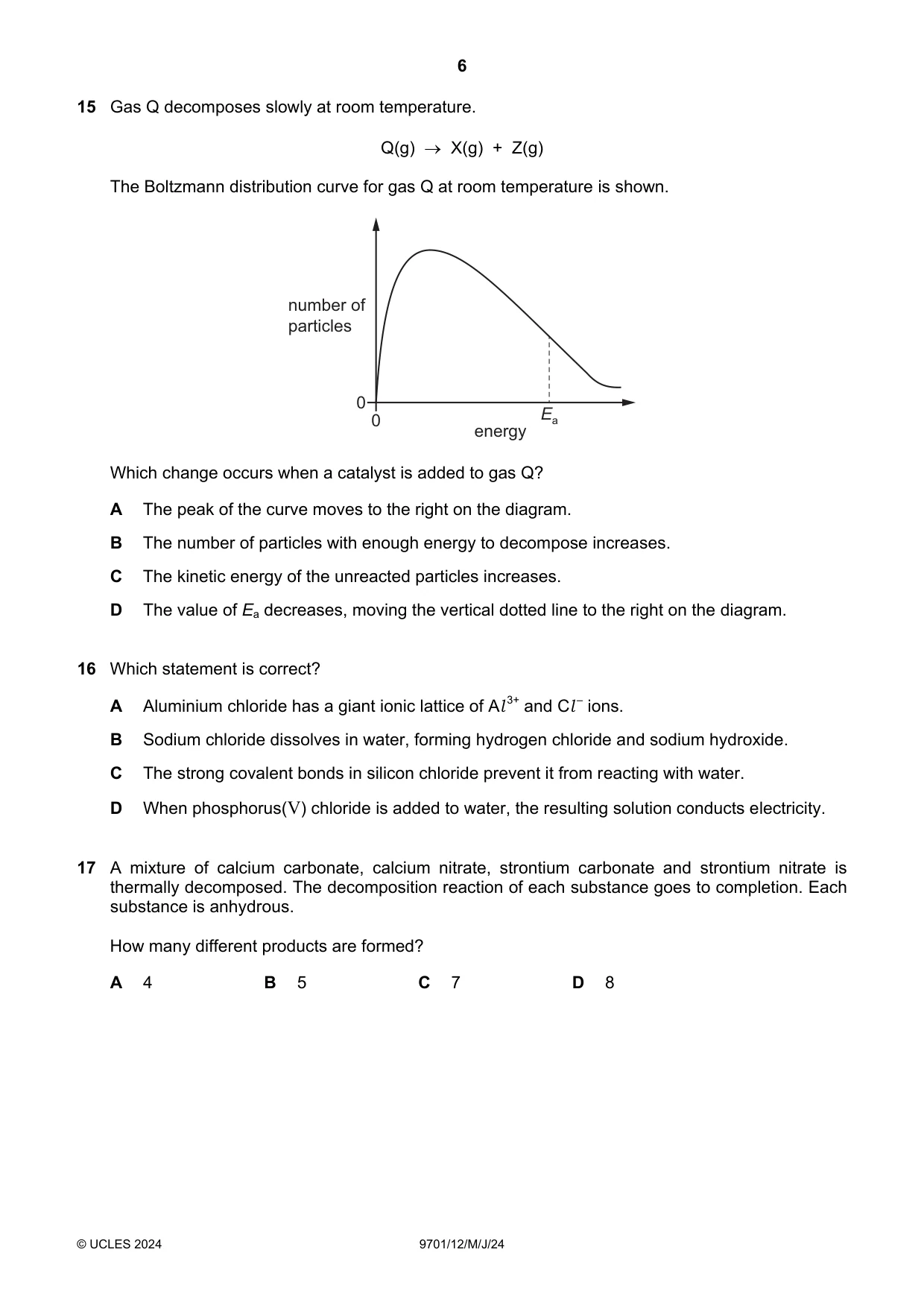 Cambridge A Level Chemistry 9701 2024 May/June Paper 1 · Variant 2 question paper, page 6 of 16