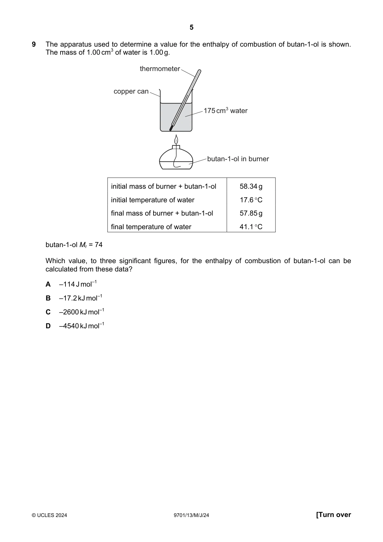Cambridge A Level Chemistry 9701 2024 May/June Paper 1 · Variant 3 question paper, page 5 of 20