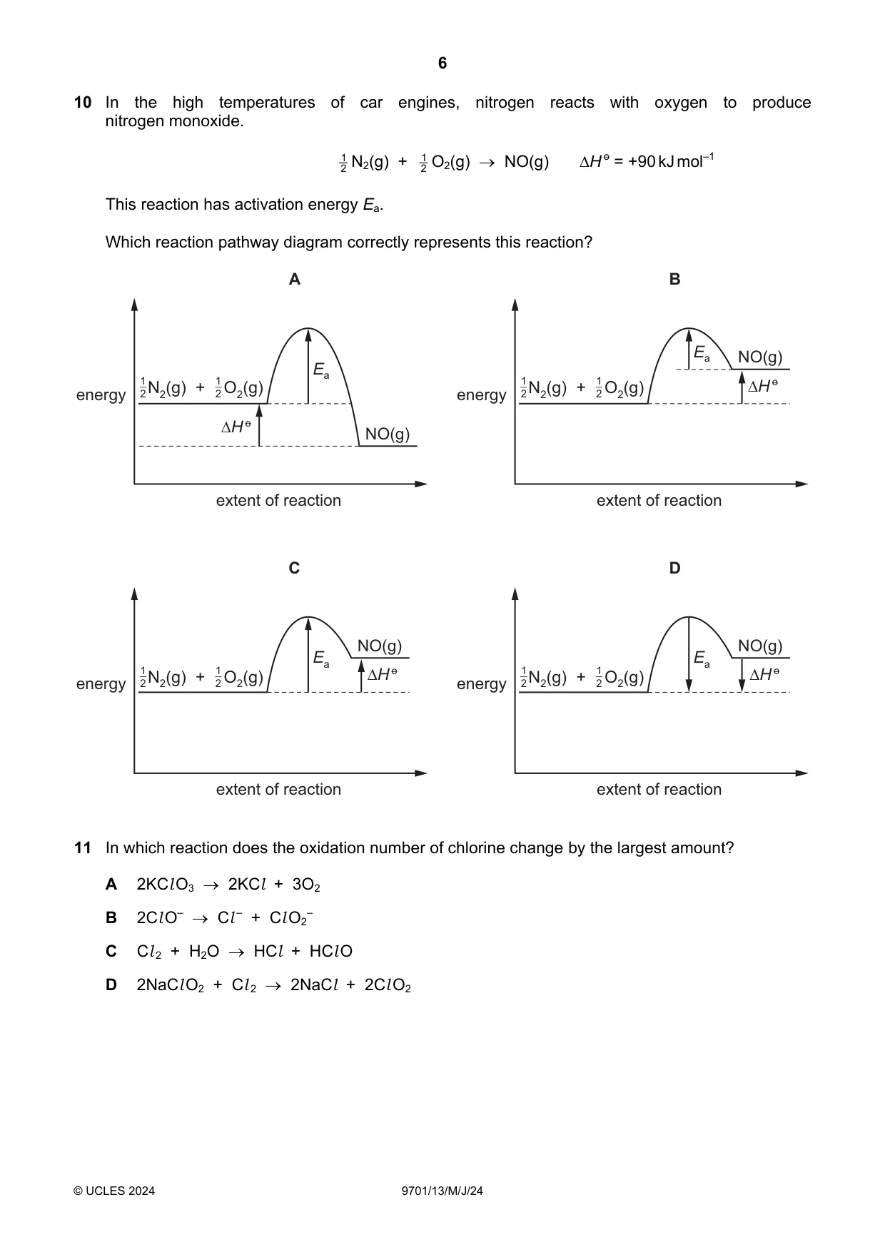Cambridge A Level Chemistry 9701 2024 May/June Paper 1 · Variant 3 question paper, page 6 of 20