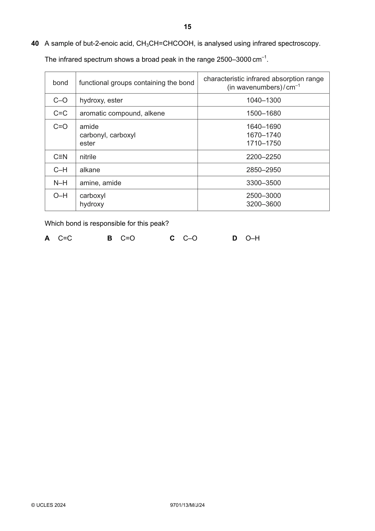 Cambridge A Level Chemistry 9701 2024 May/June Paper 1 · Variant 3 question paper, page 15 of 20