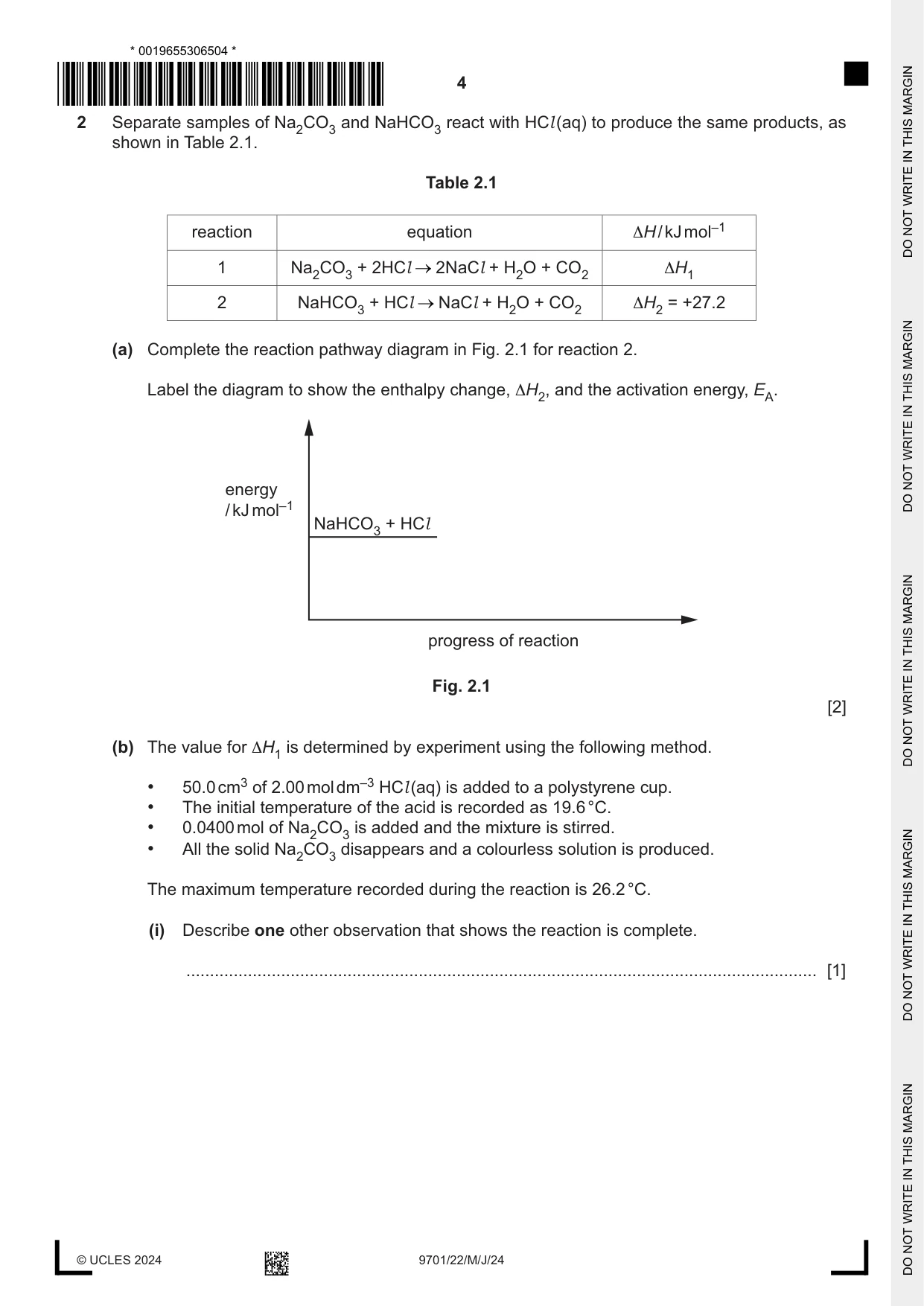 Cambridge A Level Chemistry 9701 2024 May/June Paper 2 · Variant 2 question paper, page 4 of 16