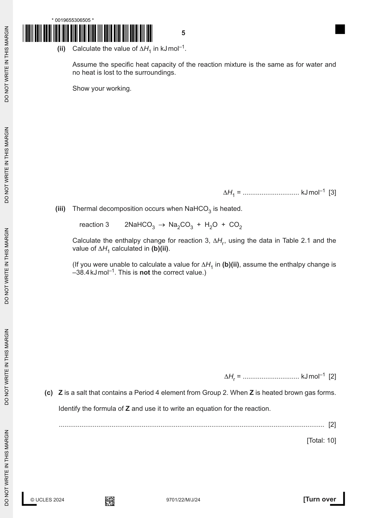 Cambridge A Level Chemistry 9701 2024 May/June Paper 2 · Variant 2 question paper, page 5 of 16