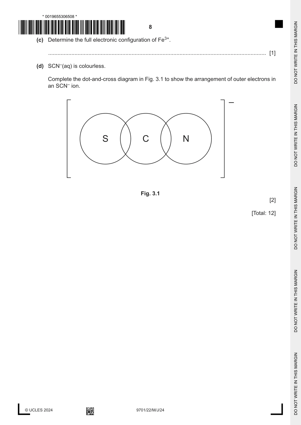 Cambridge A Level Chemistry 9701 2024 May/June Paper 2 · Variant 2 question paper, page 8 of 16