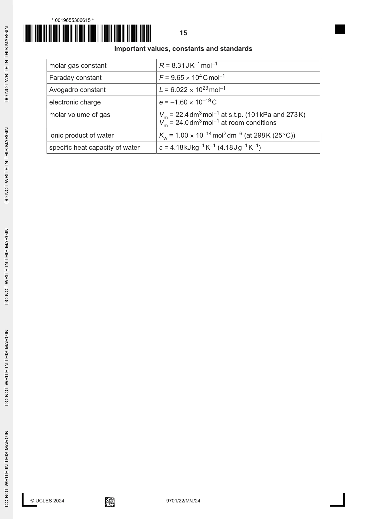 Cambridge A Level Chemistry 9701 2024 May/June Paper 2 · Variant 2 question paper, page 15 of 16