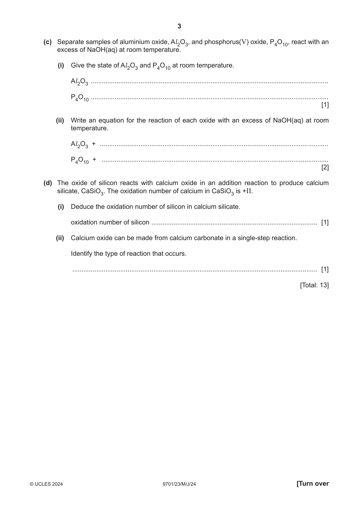 Cambridge A Level Chemistry 9701 2024 May/June Paper 2 · Variant 3 question paper, page 3 of 16