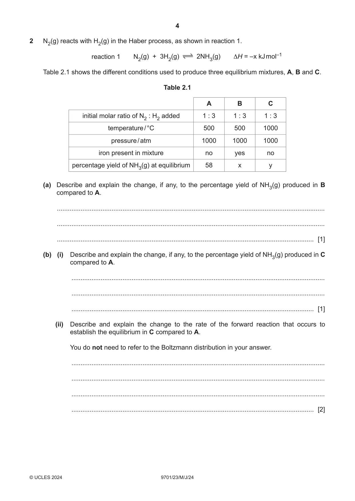 Cambridge A Level Chemistry 9701 2024 May/June Paper 2 · Variant 3 question paper, page 4 of 16