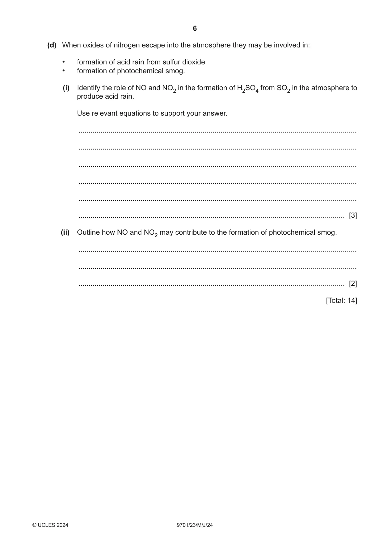 Cambridge A Level Chemistry 9701 2024 May/June Paper 2 · Variant 3 question paper, page 6 of 16