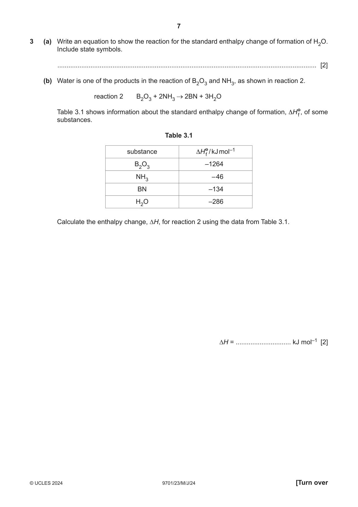 Cambridge A Level Chemistry 9701 2024 May/June Paper 2 · Variant 3 question paper, page 7 of 16