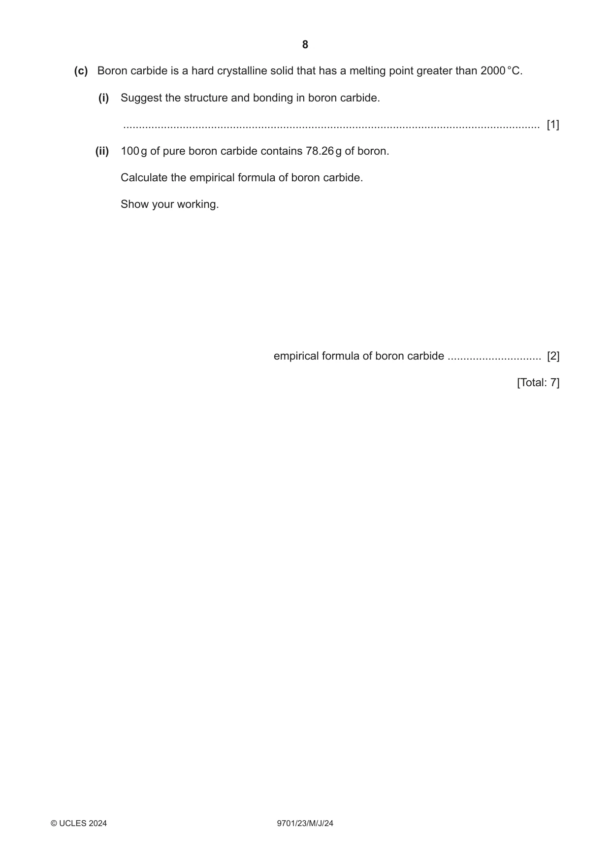 Cambridge A Level Chemistry 9701 2024 May/June Paper 2 · Variant 3 question paper, page 8 of 16