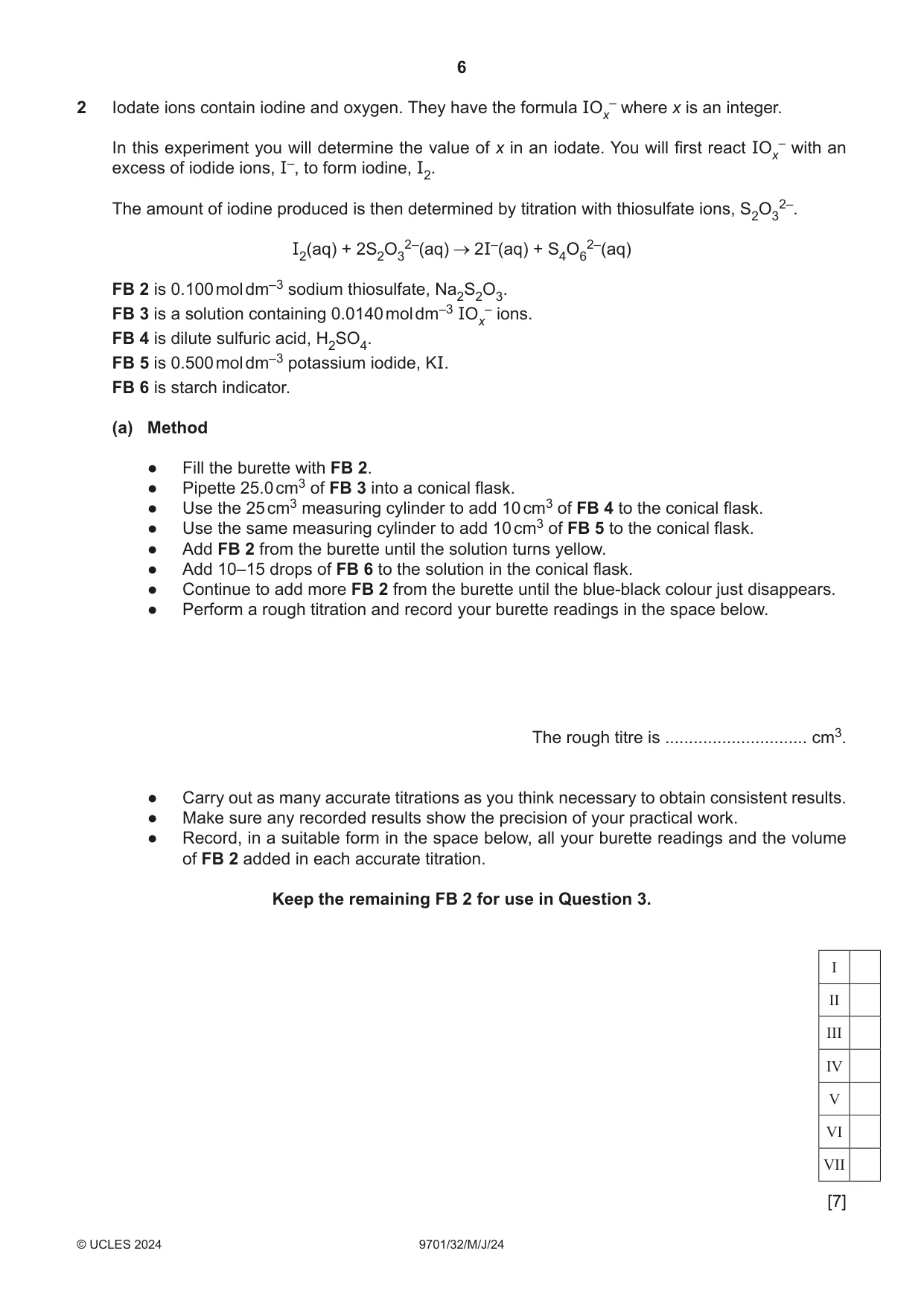Cambridge A Level Chemistry 9701 2024 May/June Paper 3 · Variant 2 question paper, page 6 of 16