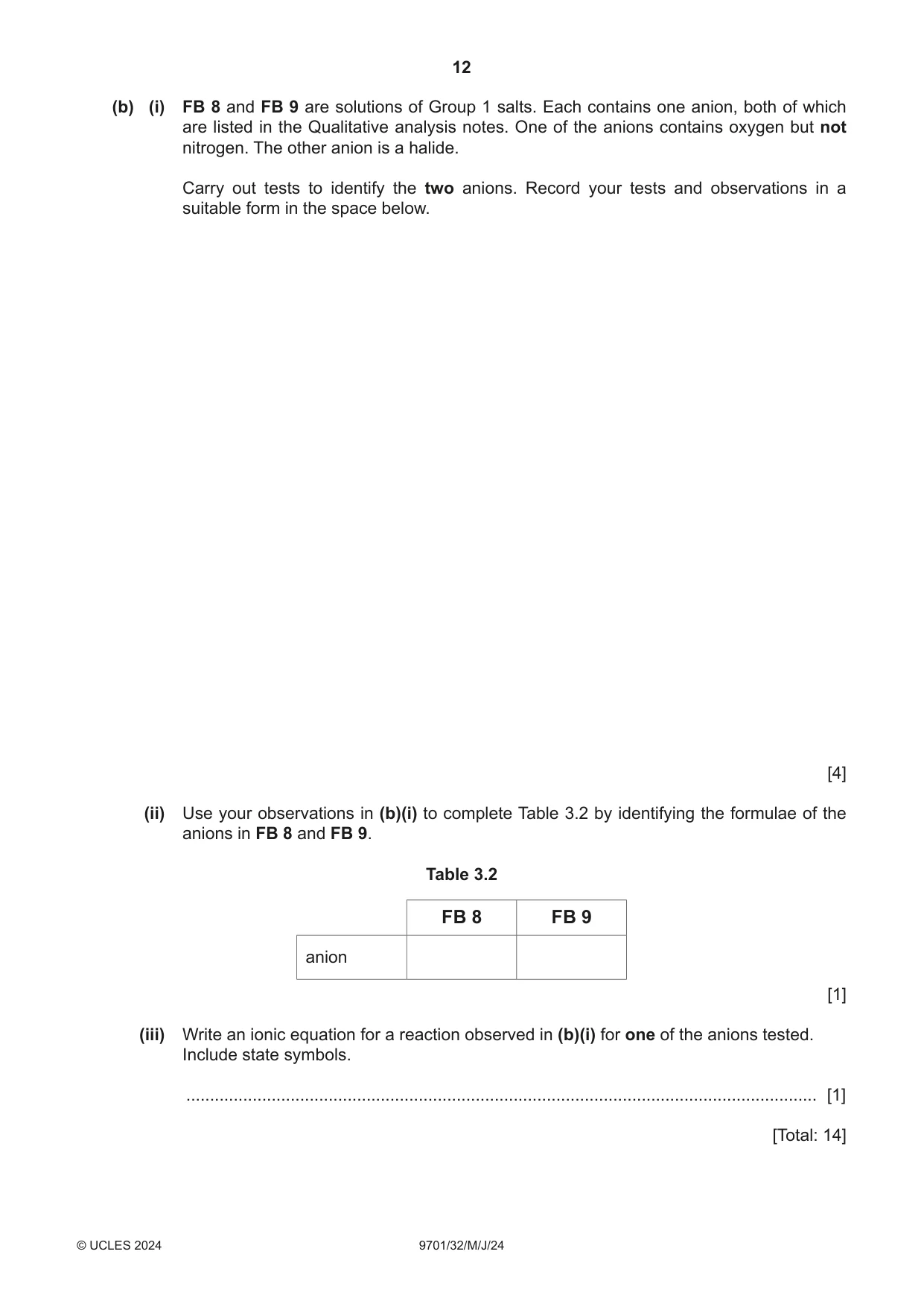 Cambridge A Level Chemistry 9701 2024 May/June Paper 3 · Variant 2 question paper, page 12 of 16