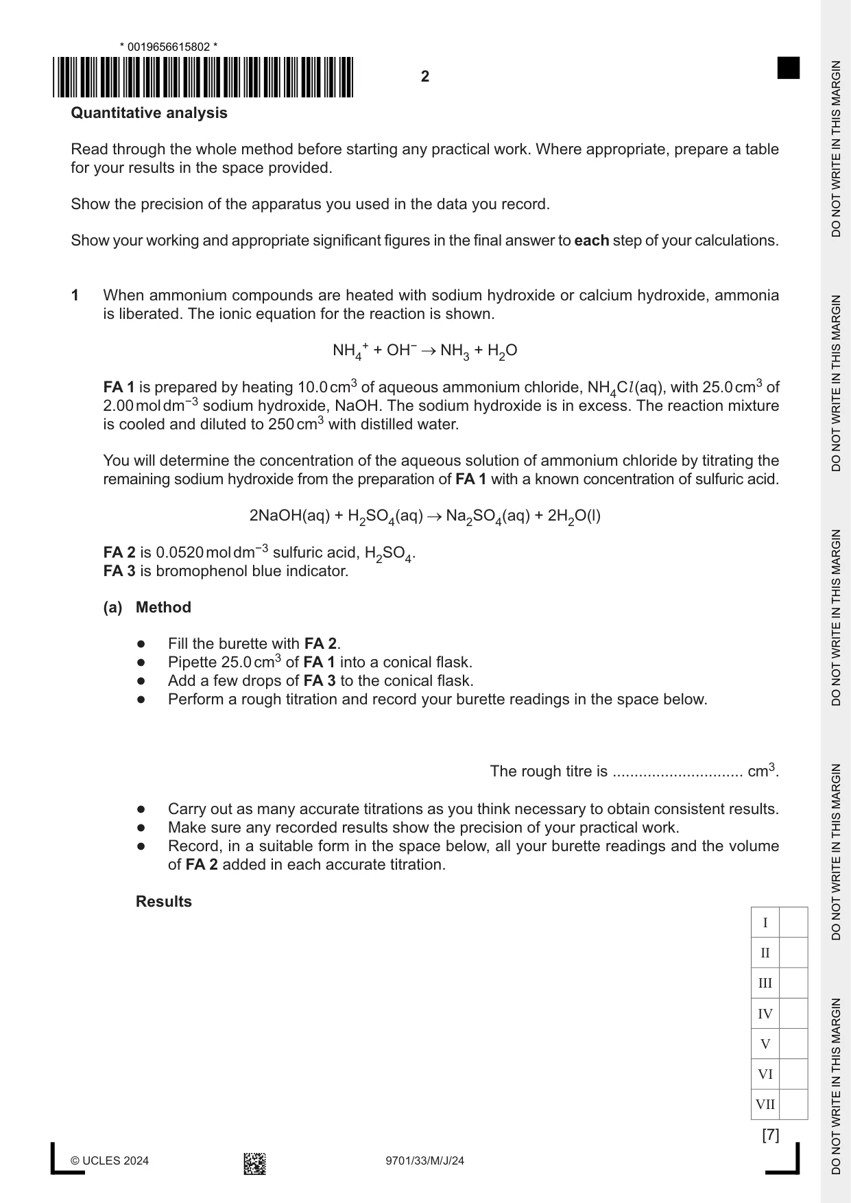 Cambridge A Level Chemistry 9701 2024 May/June Paper 3 · Variant 3 question paper, page 2 of 12