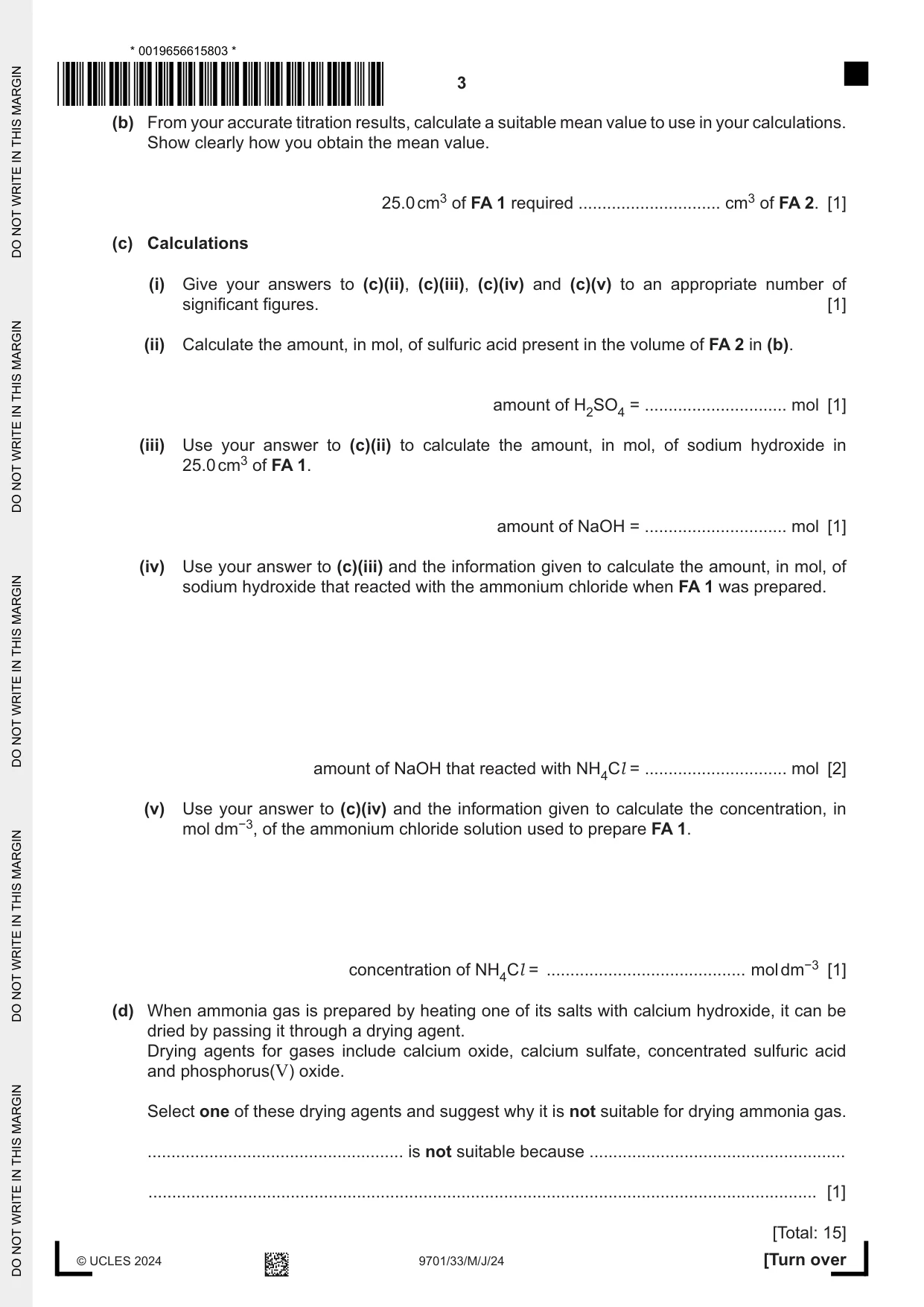 Cambridge A Level Chemistry 9701 2024 May/June Paper 3 · Variant 3 question paper, page 3 of 12