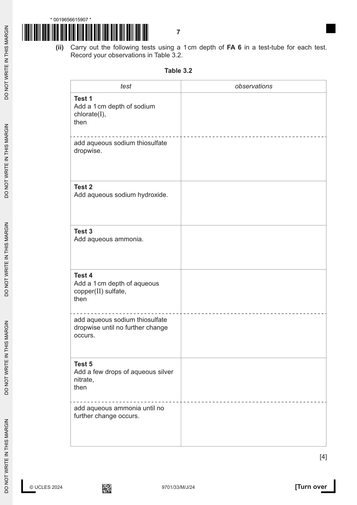 Cambridge A Level Chemistry 9701 2024 May/June Paper 3 · Variant 3 question paper, page 7 of 12
